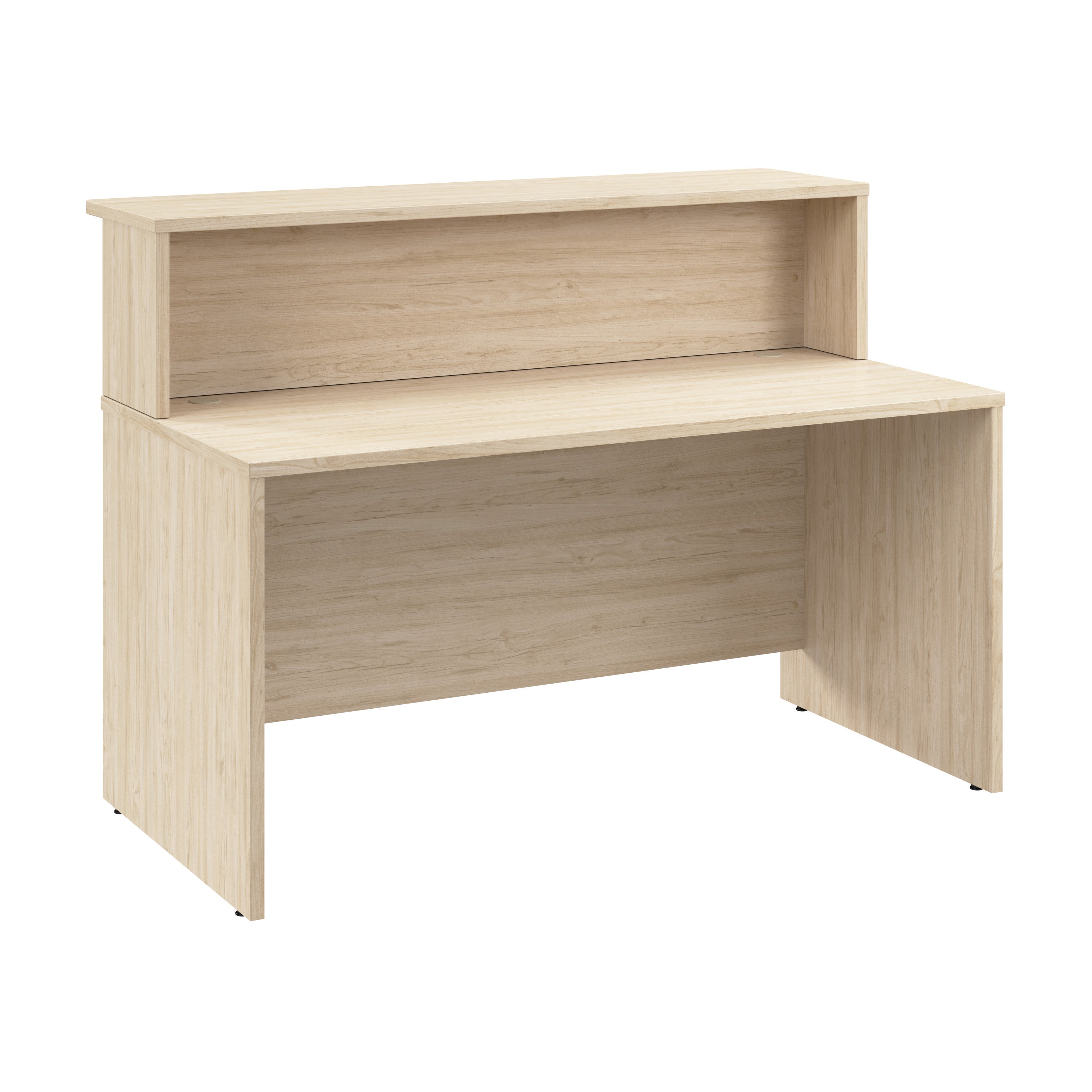 Bush Business Furniture Arrive 60W x 30D Reception Desk with Shelf in Natural Elm - 59.45" Width x 29.37" Depth x 43.71" Height