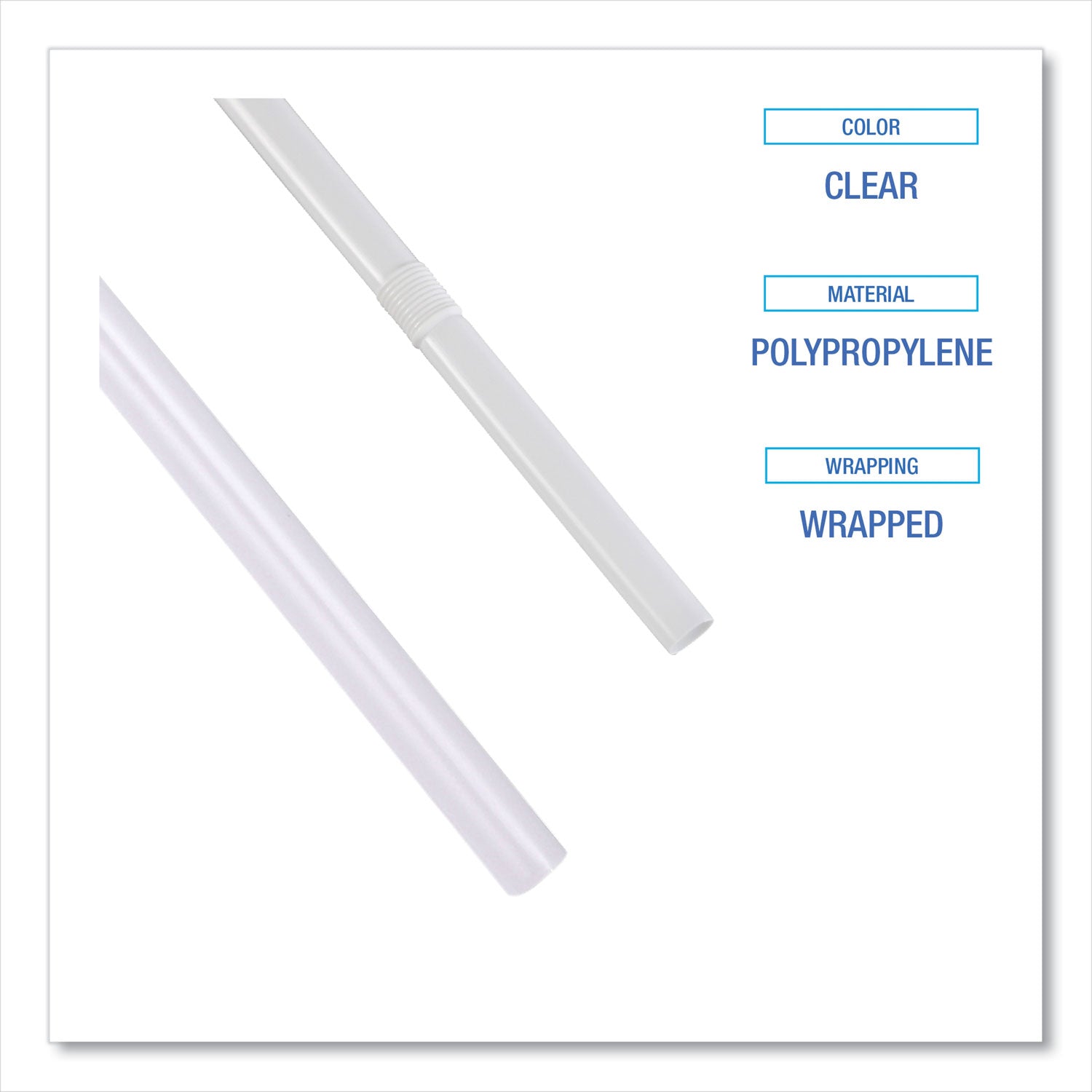 Wrapped Jumbo Straws, 7.75", Polypropylene, Clear, 12,000/carton