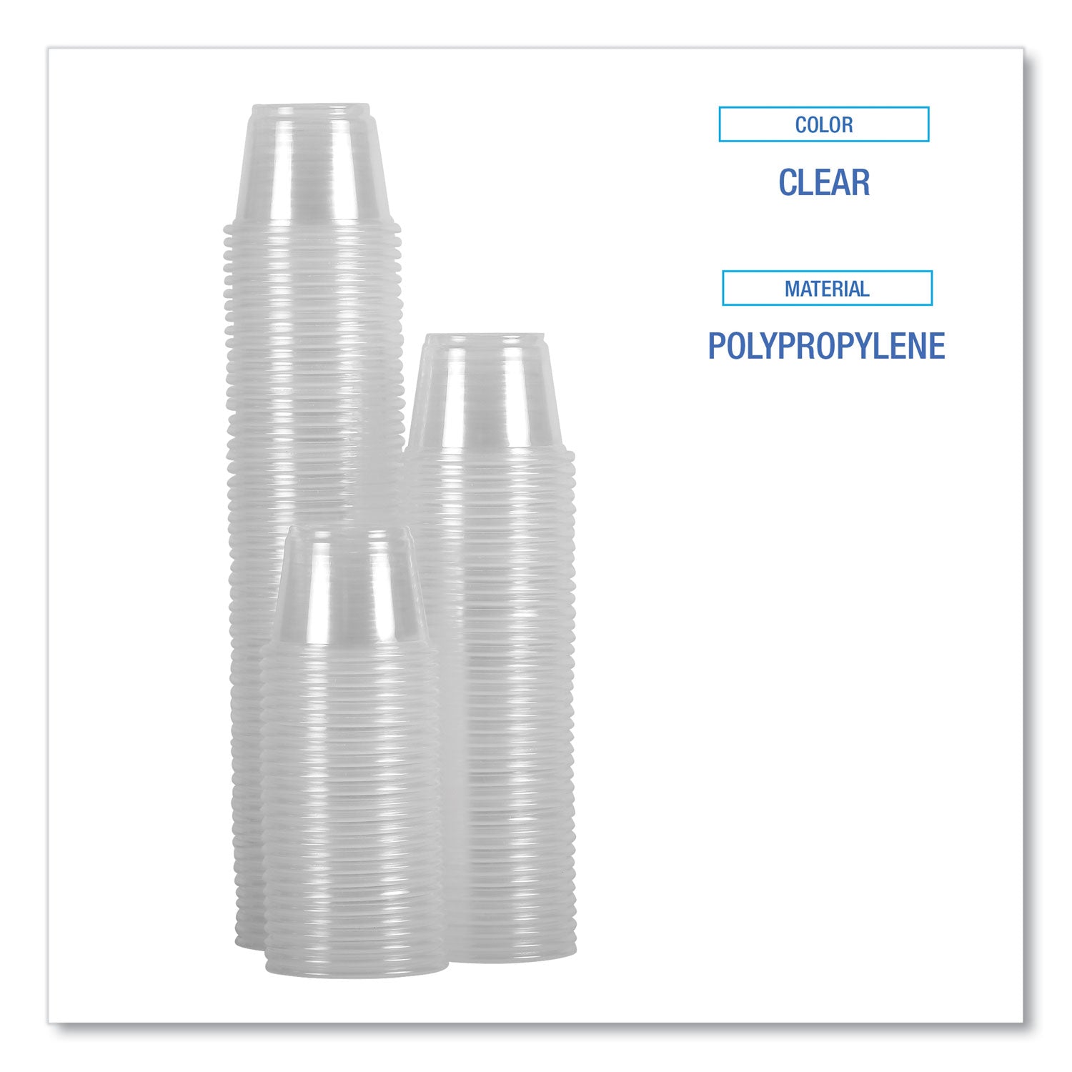 Souffle/Portion Cups, 1 oz, Plastic, Clear, 125/Sleeves, 20 Sleeves/Carton