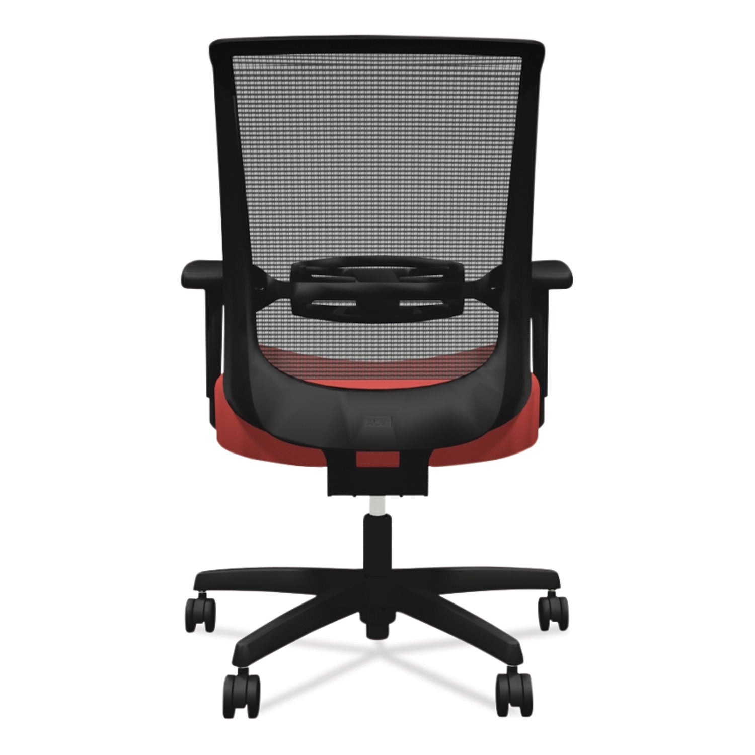 HON Convergence Synchro Tilt Task Chair - Black Back Color - Mesh Back Material - 5-star Base - Red - Armrest - 1 Each