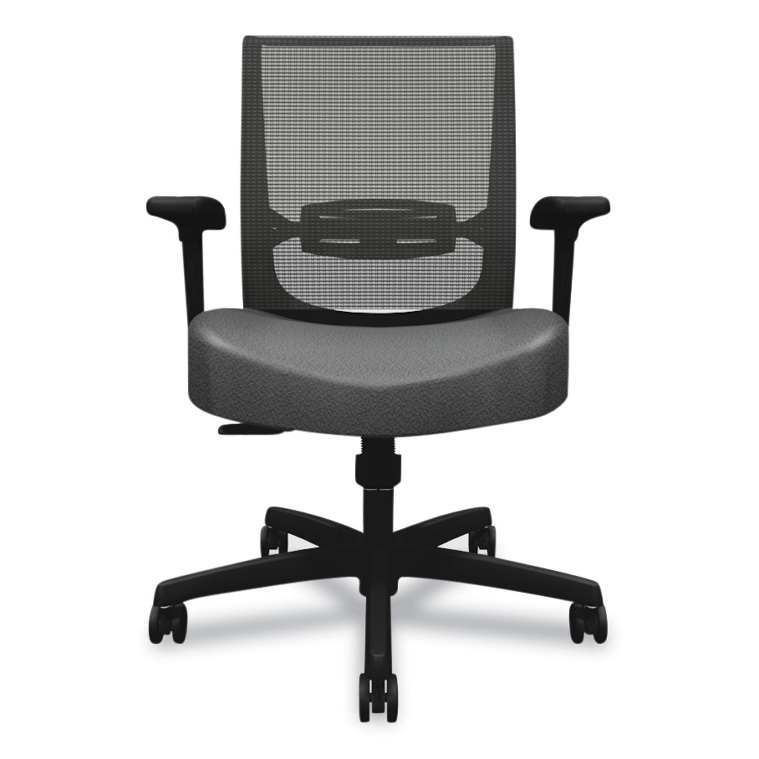 HON Convergence Chair, Iron Ore Fabric Seat, Black Mesh Back, Adjustable Arms, 5-Star Base, 1 Each