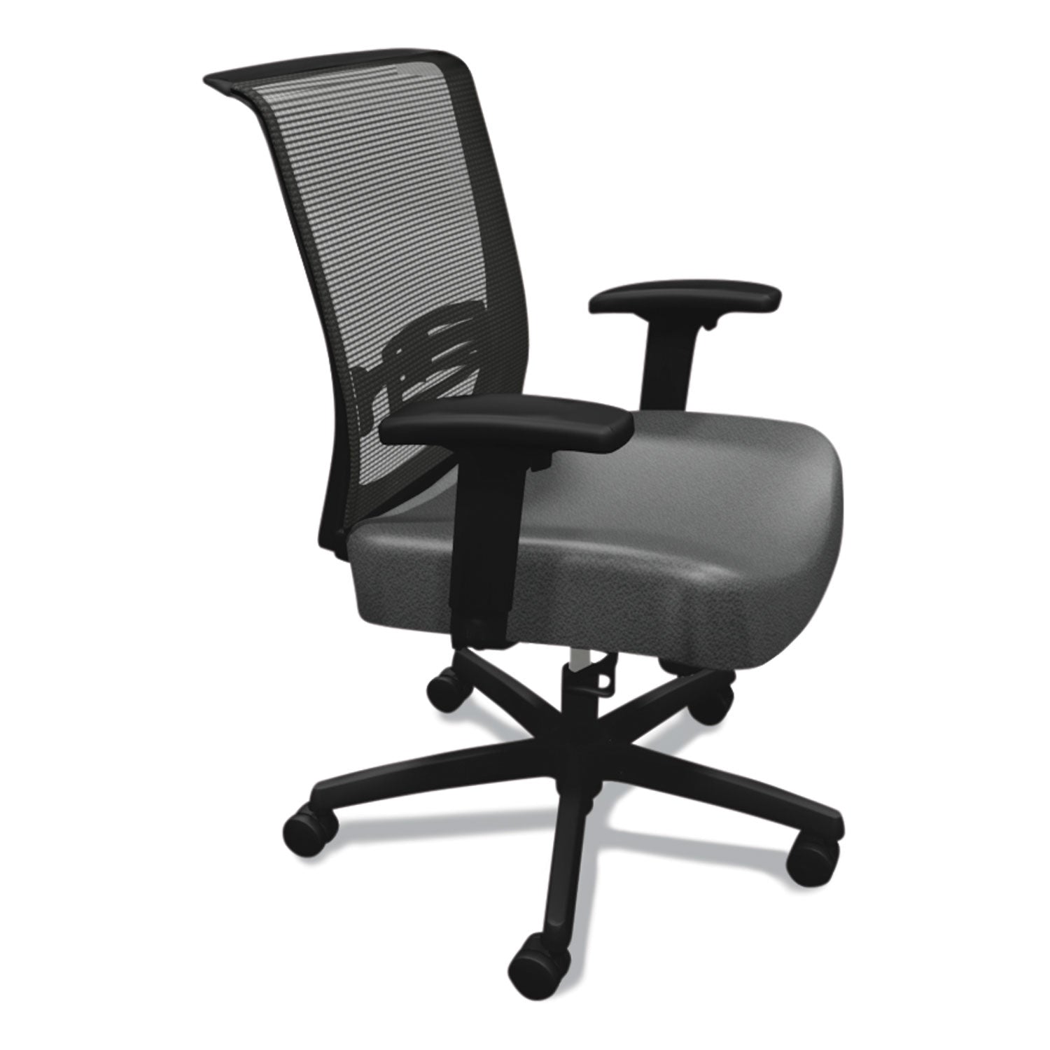 HON Convergence Chair, Iron Ore Fabric Seat, Black Mesh Back, Adjustable Arms, 5-Star Base, 1 Each