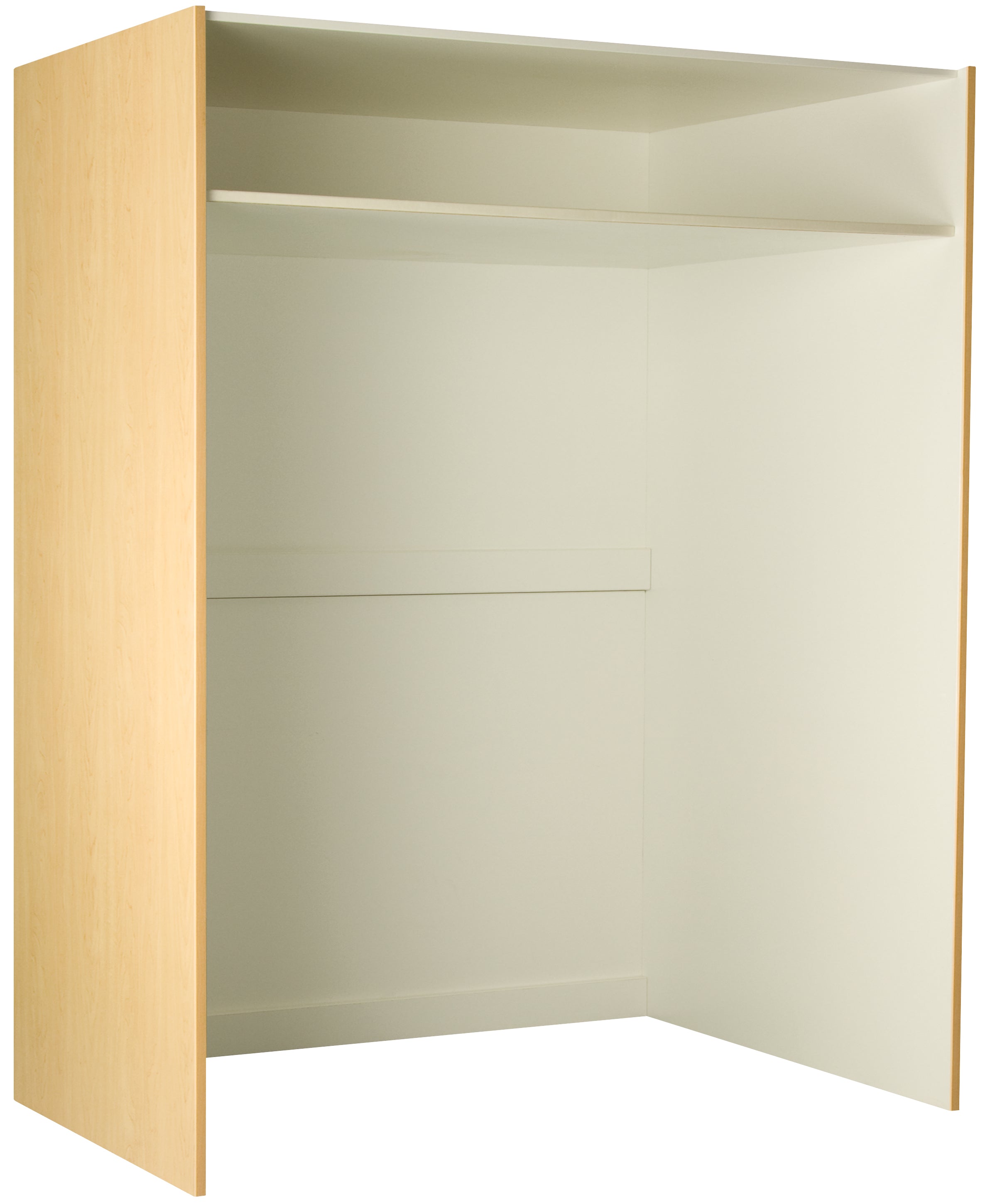 Deep Instrument Storage, Door Style: Open, Battle Creek Oak, 84"H x 60"W x 40"D