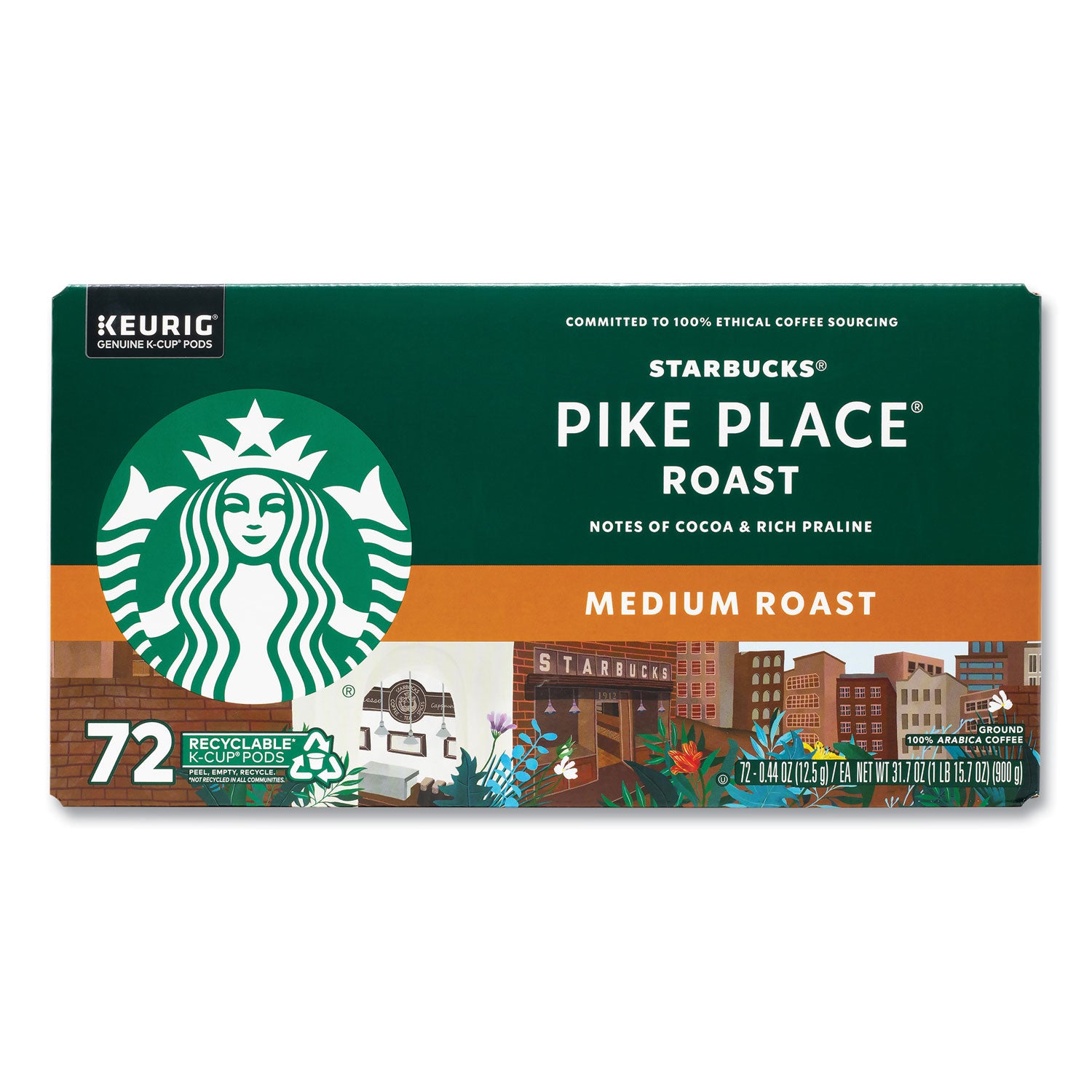 Green Rabbit K-Cup Coffee - Compatible with Keurig K-Cup Brewer - American - K-Cup - Pike Place Roast - 72 / Carton