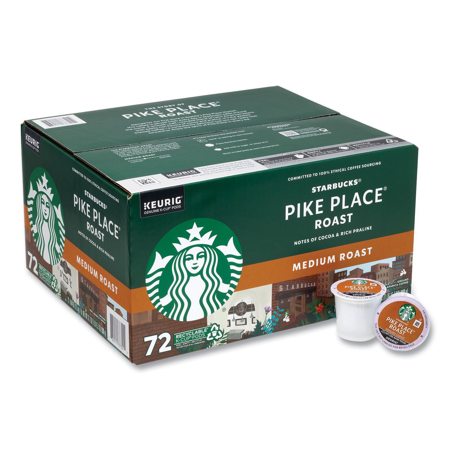Green Rabbit K-Cup Coffee - Compatible with Keurig K-Cup Brewer - American - K-Cup - Pike Place Roast - 72 / Carton