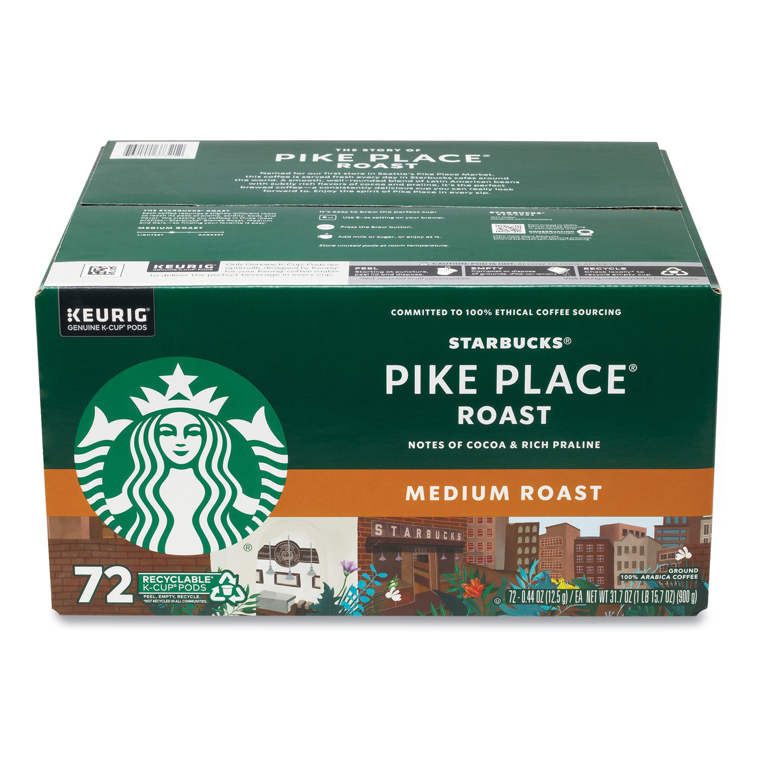 Green Rabbit K-Cup Coffee - Compatible with Keurig K-Cup Brewer - American - K-Cup - Pike Place Roast - 72 / Carton
