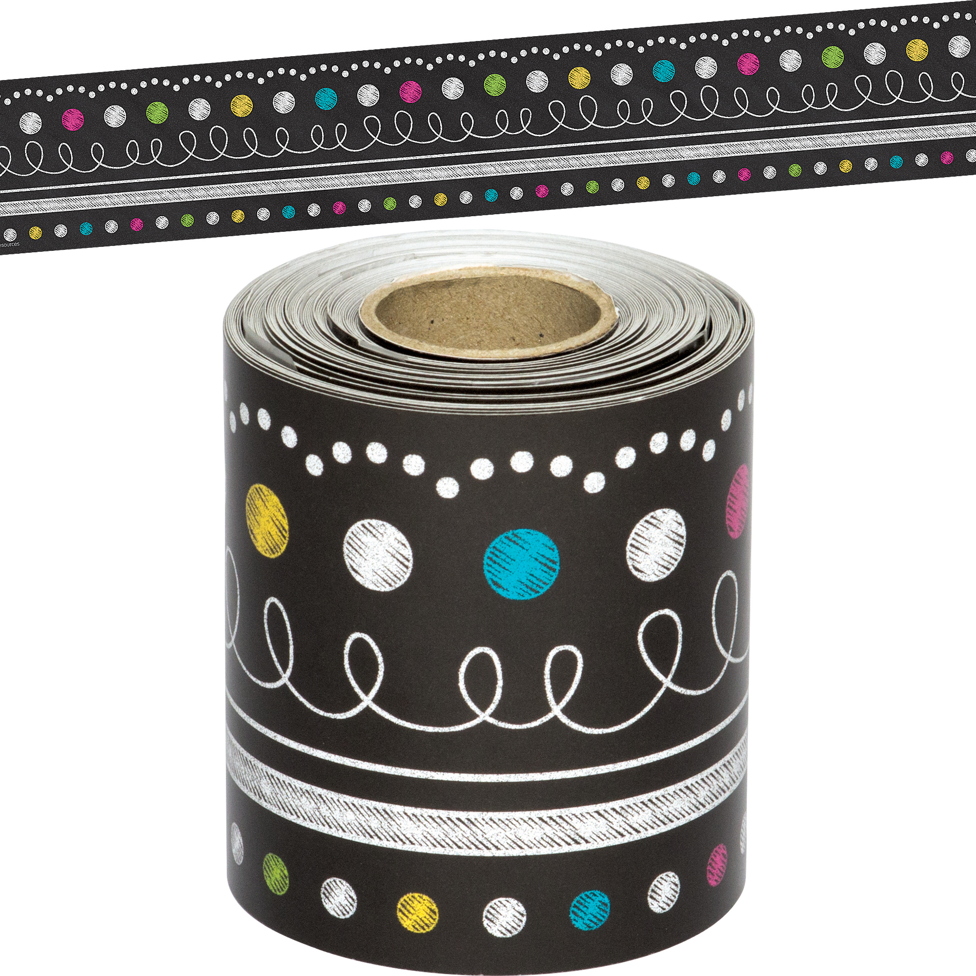 Chalkboard Brights Straight Rolled Border Trim
