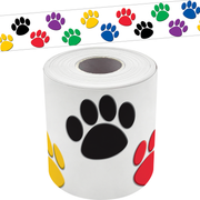 Colorful Paw Prints Straight Rolled Border Trim