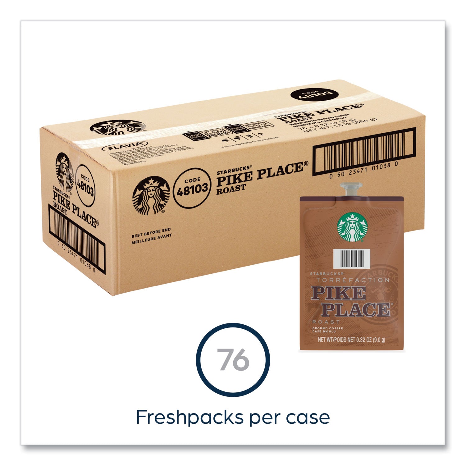 Flavia Starbucks Pike Place Roast Freshpack, Medium Roast, Classic, Kosher, 76 Freshpacks per Carton