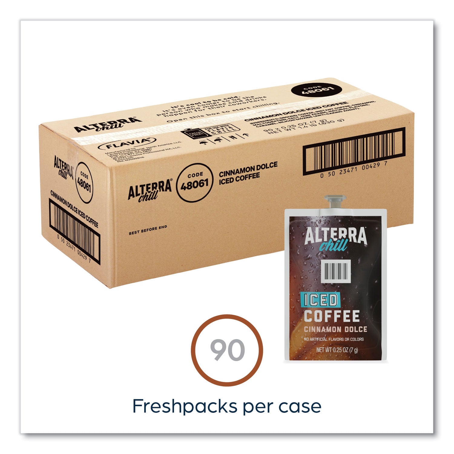 Compatible with Flavia Creation 300 with Chill Refresh Module, Flavia Creation 600 with Chill Module - Ice Coffee - Dark - Freshpack - Iced Cinnamon Dolc - Kosher - 90 / Carton