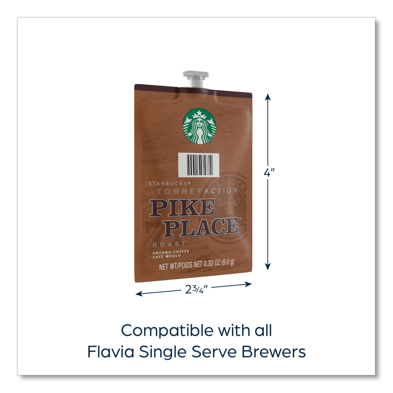 Flavia Starbucks Pike Place Roast Freshpack, Medium Roast, Classic, Kosher, 76 Freshpacks per Carton