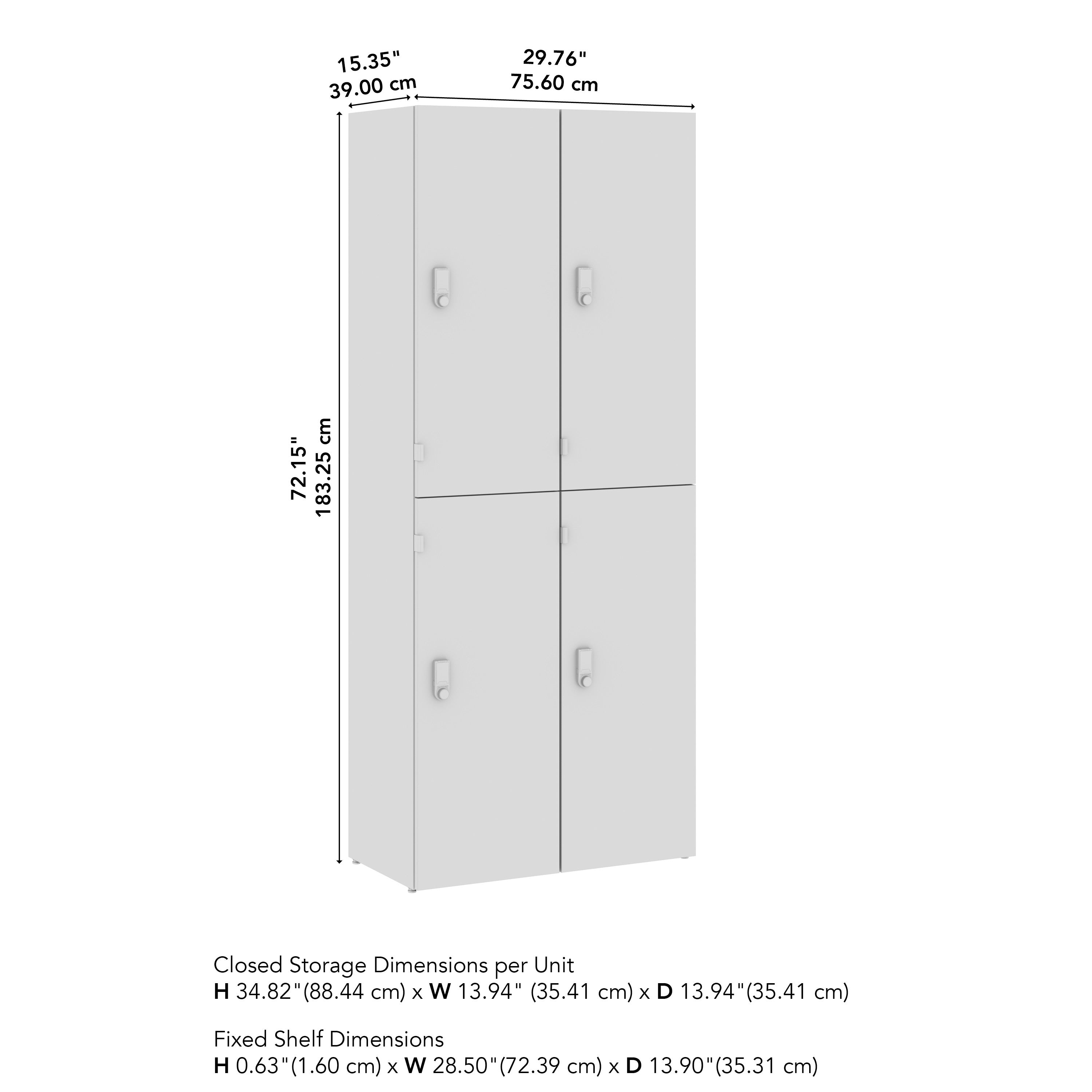 Bush Business Furniture Assure Two Tier 4 Door Storage Lockers with Keypad Locks in Natural Elm - 29.76" Width x 15.35" Depth x 72.15" Height