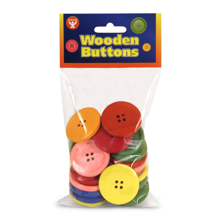 Bright Wooden Buttons - Asst'd Colors, 10 ct., 40 mm