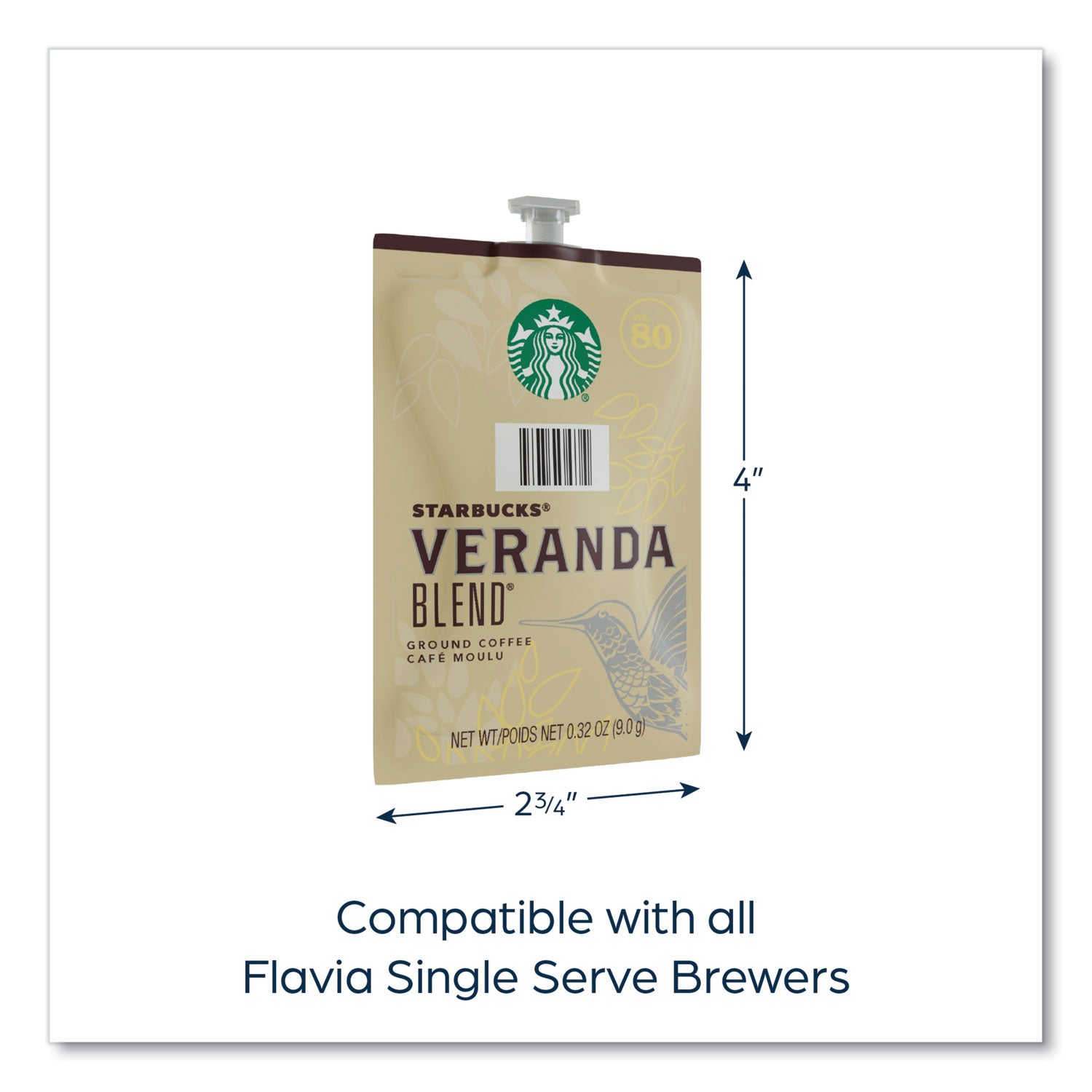 Compatible with Flavia Aroma, Flavia Barista, FLAVIA Creation 600, Flavia Creation 500, Flavia Creation 200, Flavia Creation 150, Flavia Creation 300 - Hot Coffee - Blonde/Light - 0.3 oz - Freshpack - Veranda Blend - Kosher - 76 / Carton
