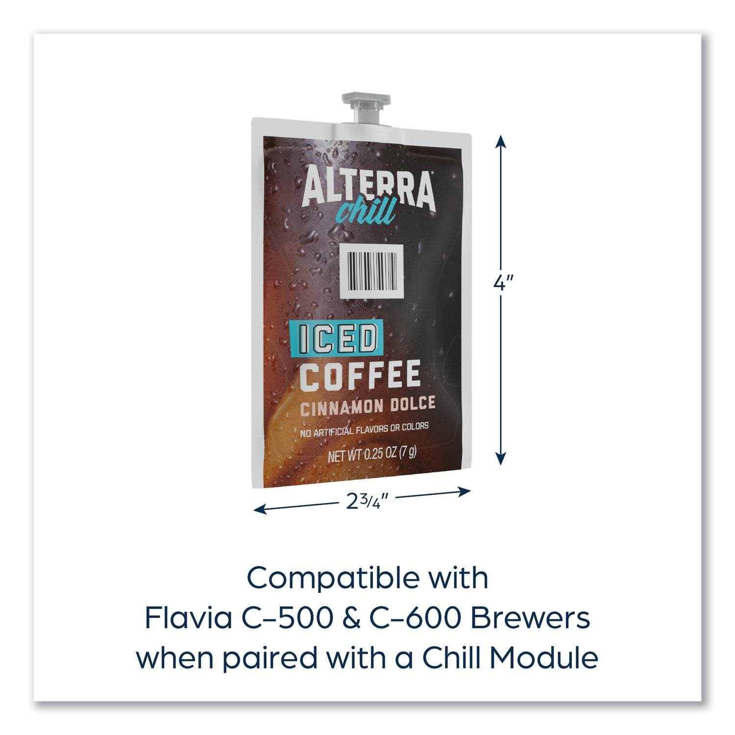 Compatible with Flavia Creation 300 with Chill Refresh Module, Flavia Creation 600 with Chill Module - Ice Coffee - Dark - Freshpack - Iced Cinnamon Dolc - Kosher - 90 / Carton