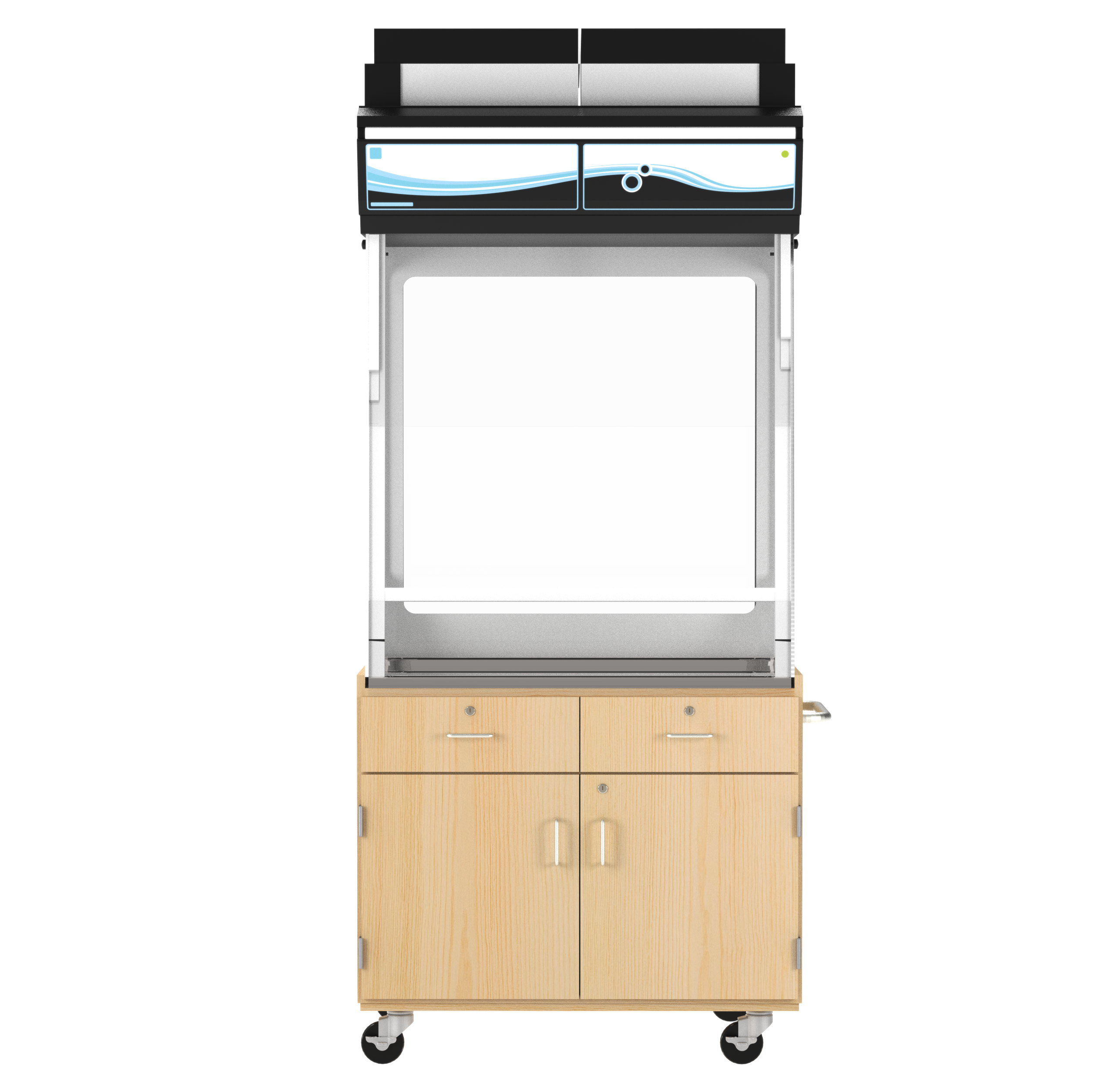 Large Mobile Fume Hood Cabinet W/Fume Hood,Light Hardwood