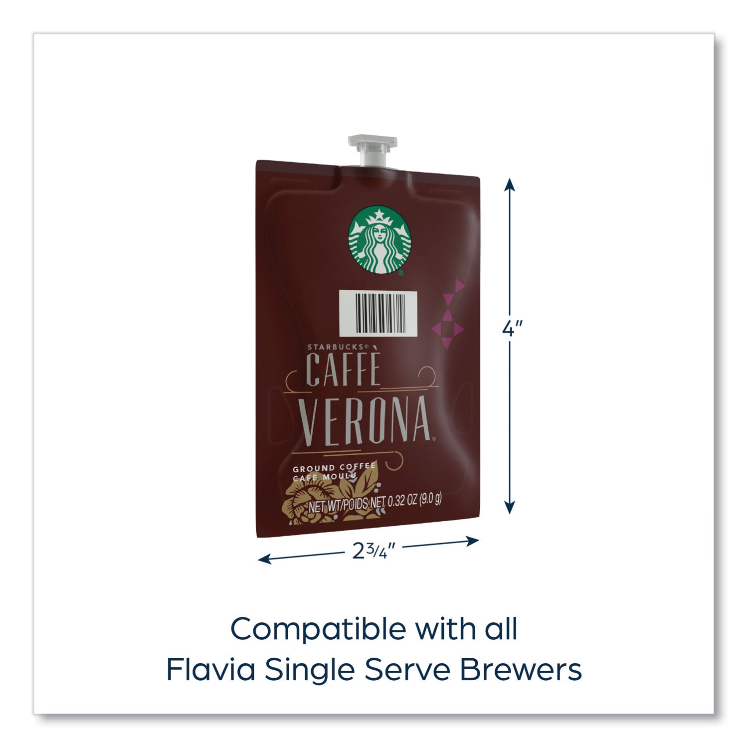 Compatible with Flavia - American, Hot Coffee - Dark - Freshpack - Caffe Verona, Classic, Dark Cocoa - Kosher - 76 / Carton