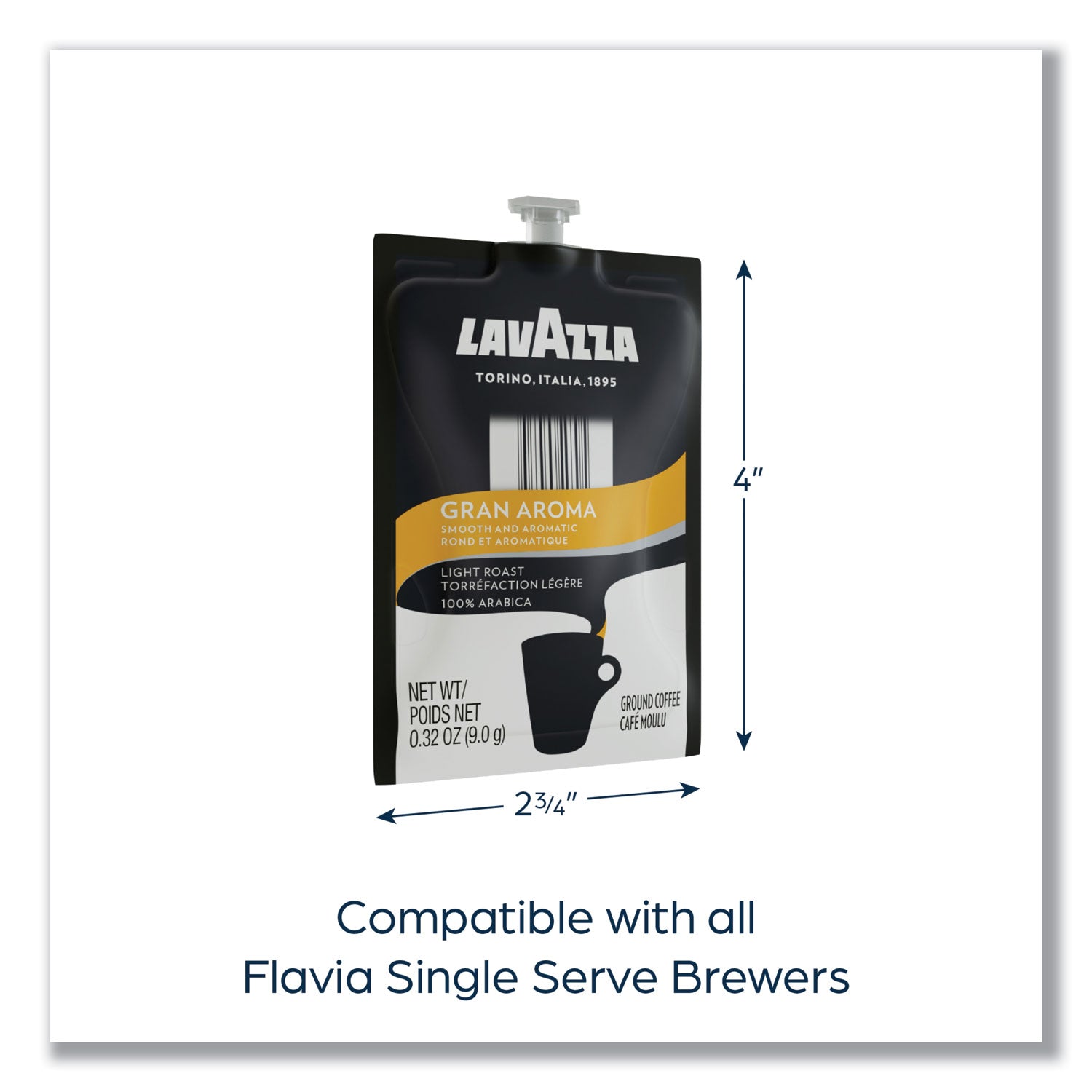 Compatible with Flavia Aroma, Flavia Barista, FLAVIA Creation 600, Flavia Creation 500, Flavia Creation 200, Flavia Creation 150, Flavia Creation 300 - Hot Coffee - Light - Freshpack - Gran Aroma, Arabica, Citrus - 76 / Carton