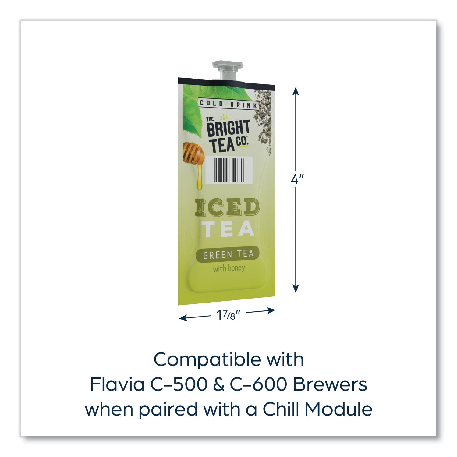 Compatible with Flavia Creation 300 with Chill Refresh Module, Flavia Creation 600 with Chill Module - Iced Green Tea - Caffeinated - Kosher - 100 / Carton