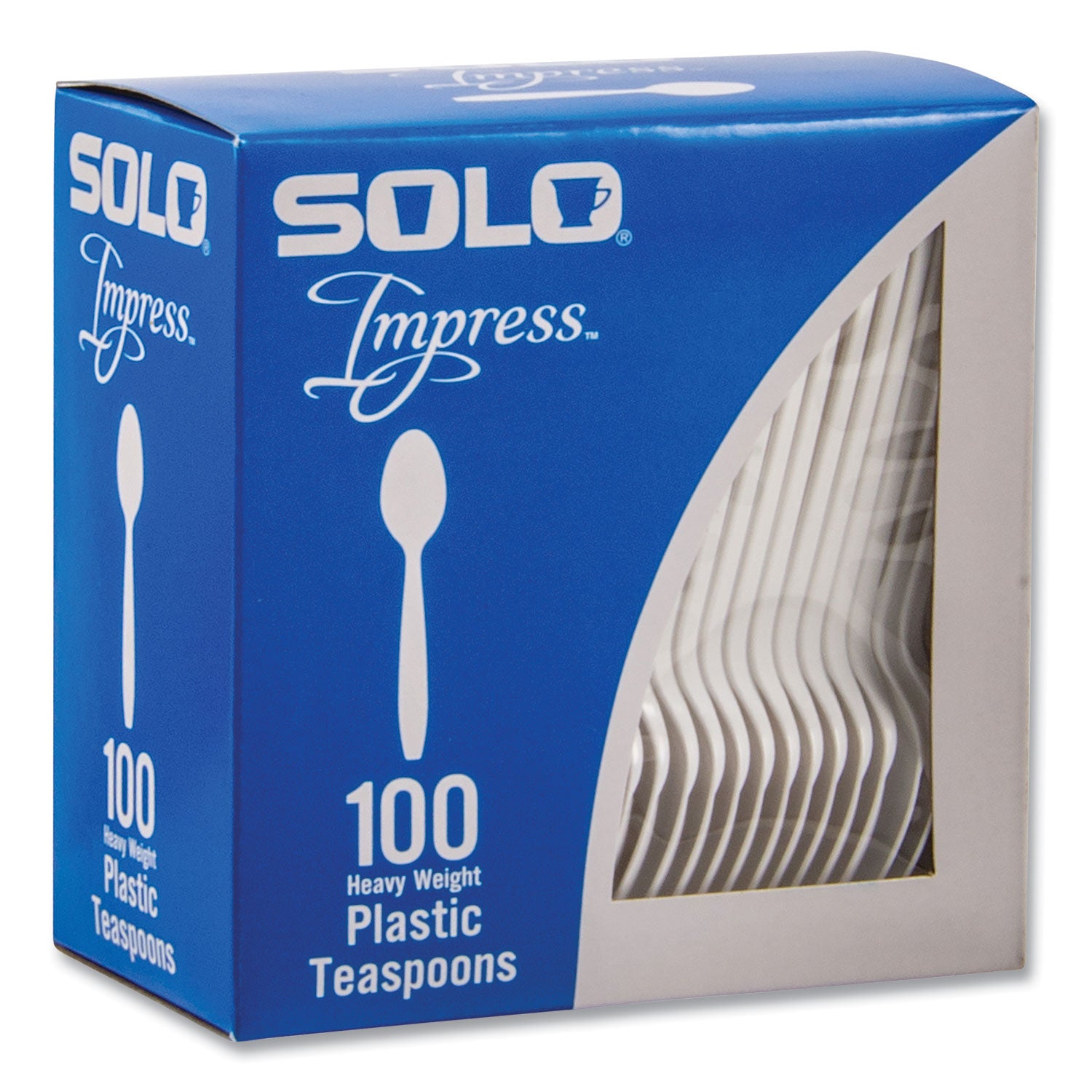 Impress Heavyweight Full-Length Polystyrene Cutlery, Spoon, Plastic, White, 100/Box
