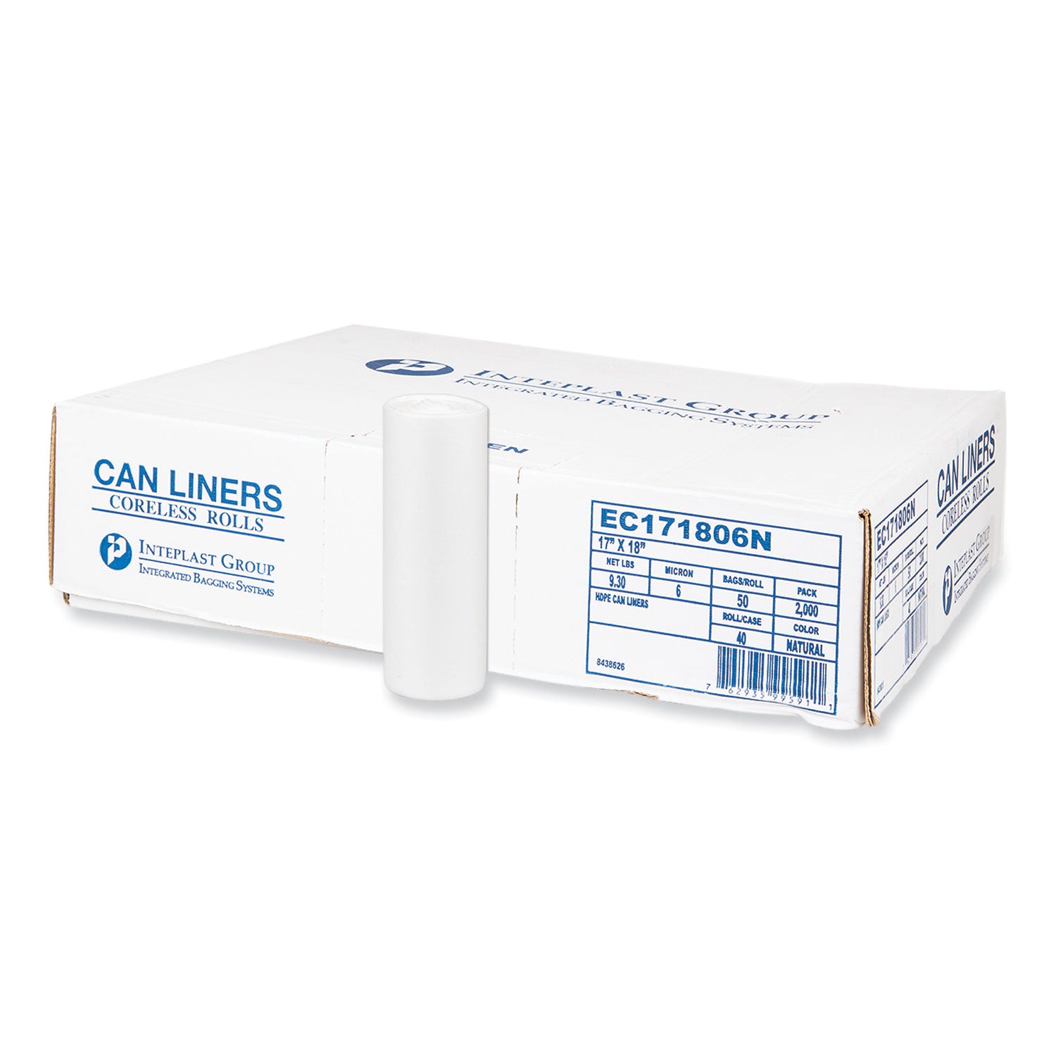 Inteplast Trash Bag - 4 gal Capacity - 18" Length x 17" Width x 0.24 mil (6 Micron) Thickness - High Density - Natural - Resin, High-density Polyethylene (HDPE) - Garbage, Industrial, Healthcare, Can Liner - 2000 / Case