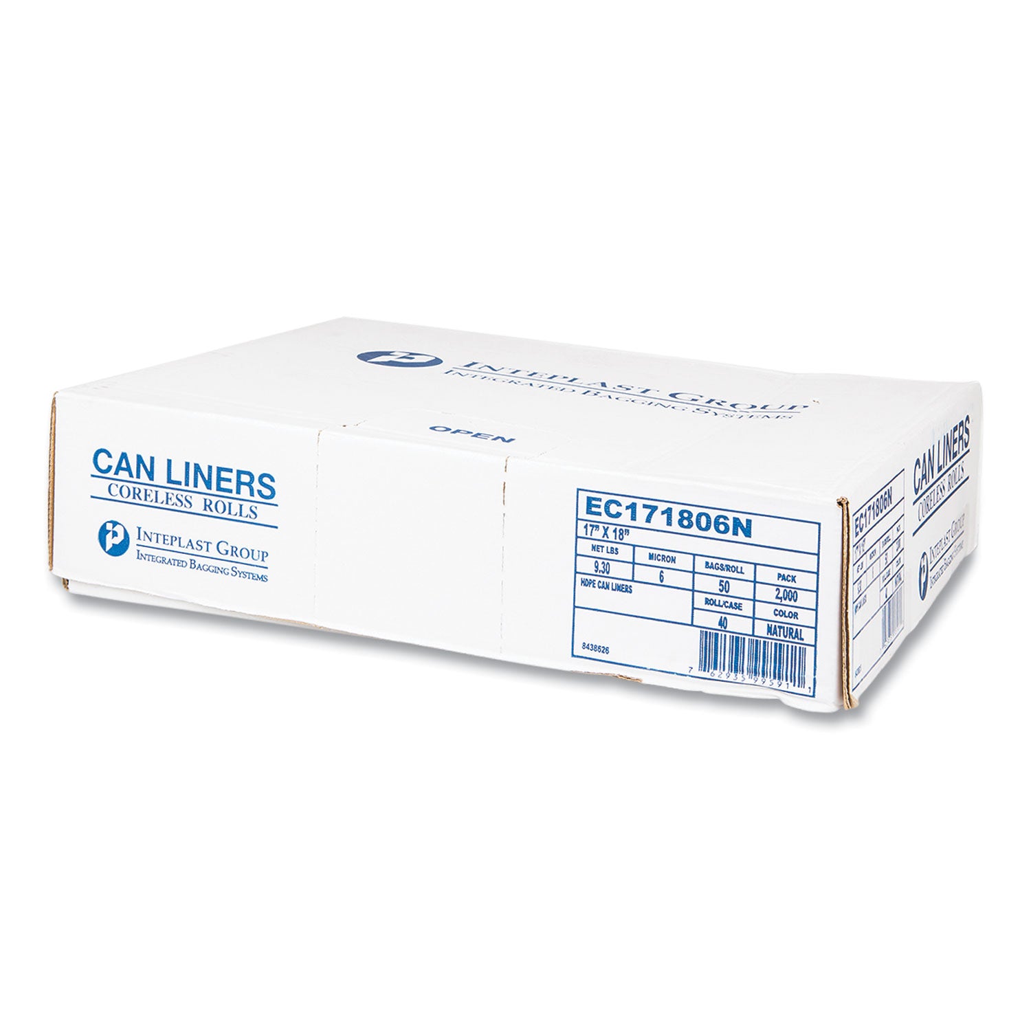 Inteplast Trash Bag - 4 gal Capacity - 18" Length x 17" Width x 0.24 mil (6 Micron) Thickness - High Density - Natural - Resin, High-density Polyethylene (HDPE) - Garbage, Industrial, Healthcare, Can Liner - 2000 / Case
