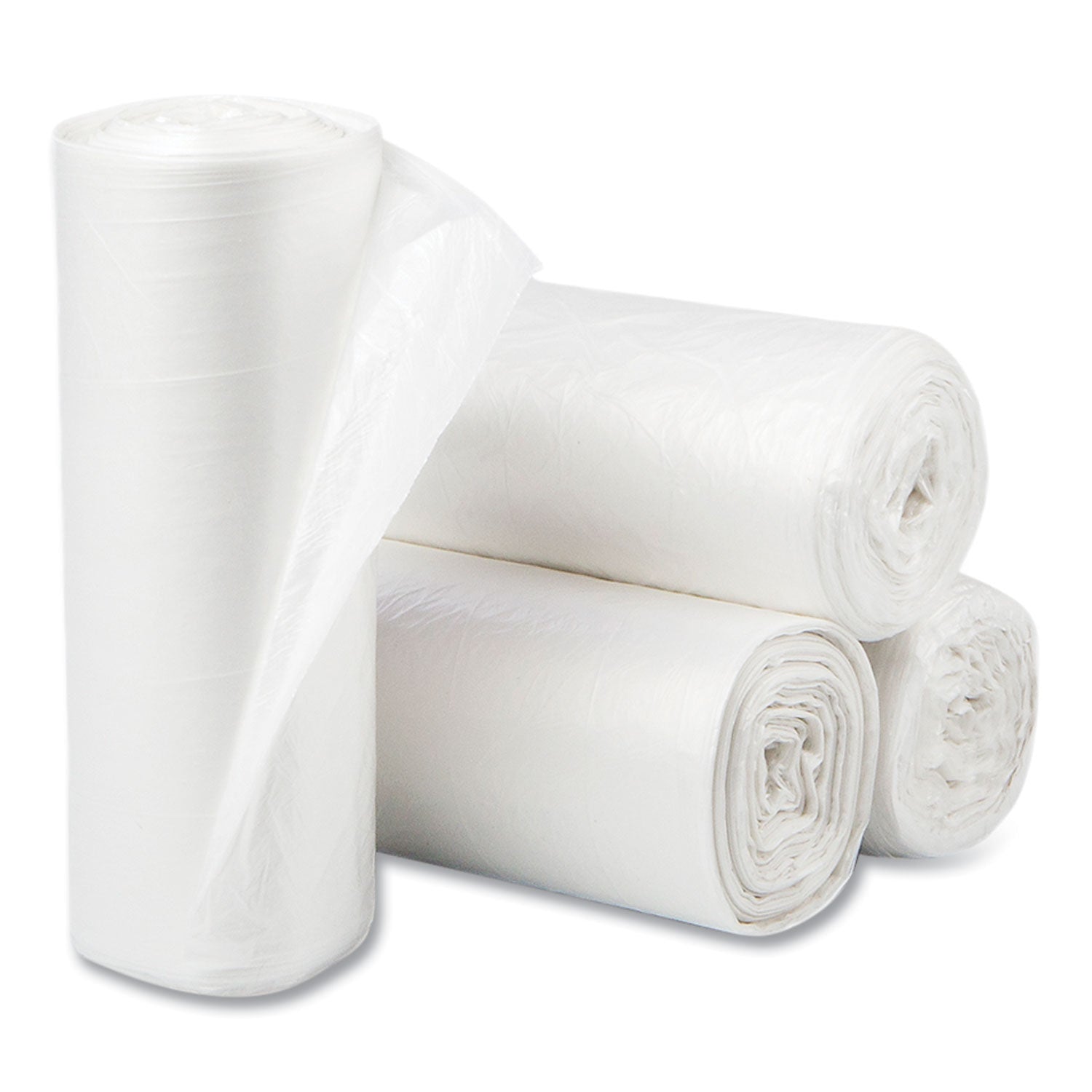 High-Density Commercial Can Liners, 16 gal, 6 mic, 24" x 33", Natural, Perforated Roll, 50 Bags/Roll, 20 Rolls/Carton