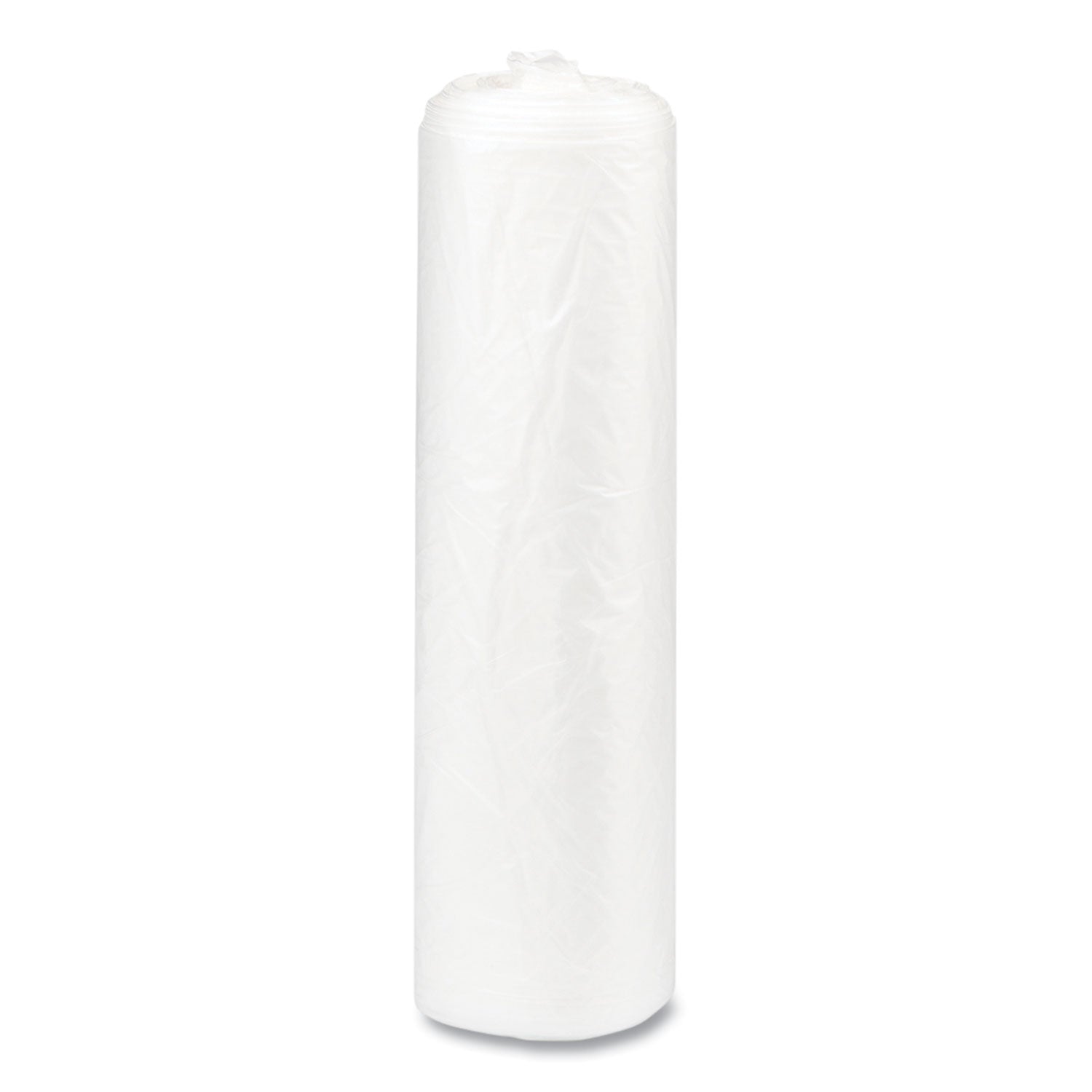 High-Density Commercial Can Liners, 10 gal, 8 mic, 24" x 24", Natural, Interleaved Roll, 50 Bags/Roll, 20 Rolls/Carton