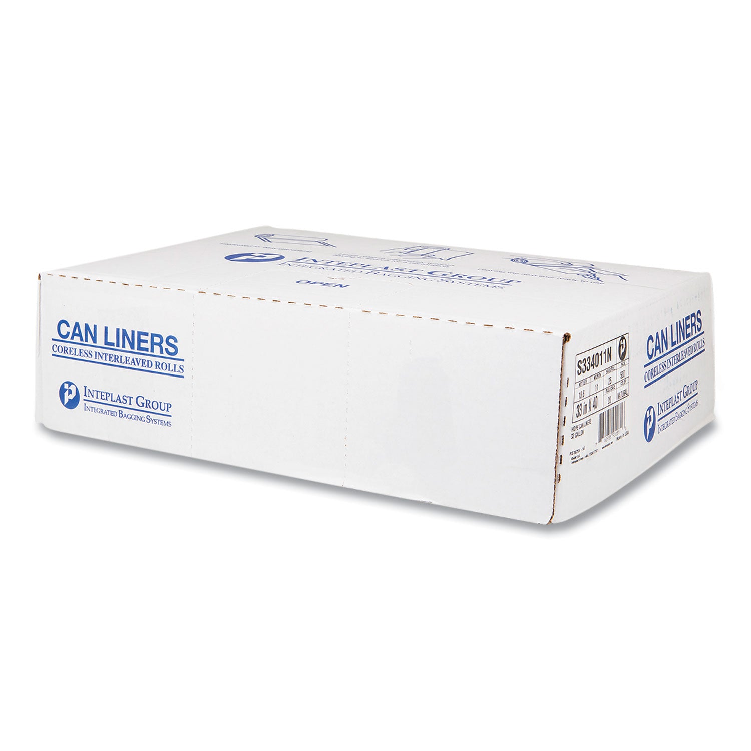 High-Density Commercial Can Liners, 33 gal, 11 mic, 33" x 40", Clear, Interleaved Roll, 25 Bags/Roll, 20 Rolls/Carton