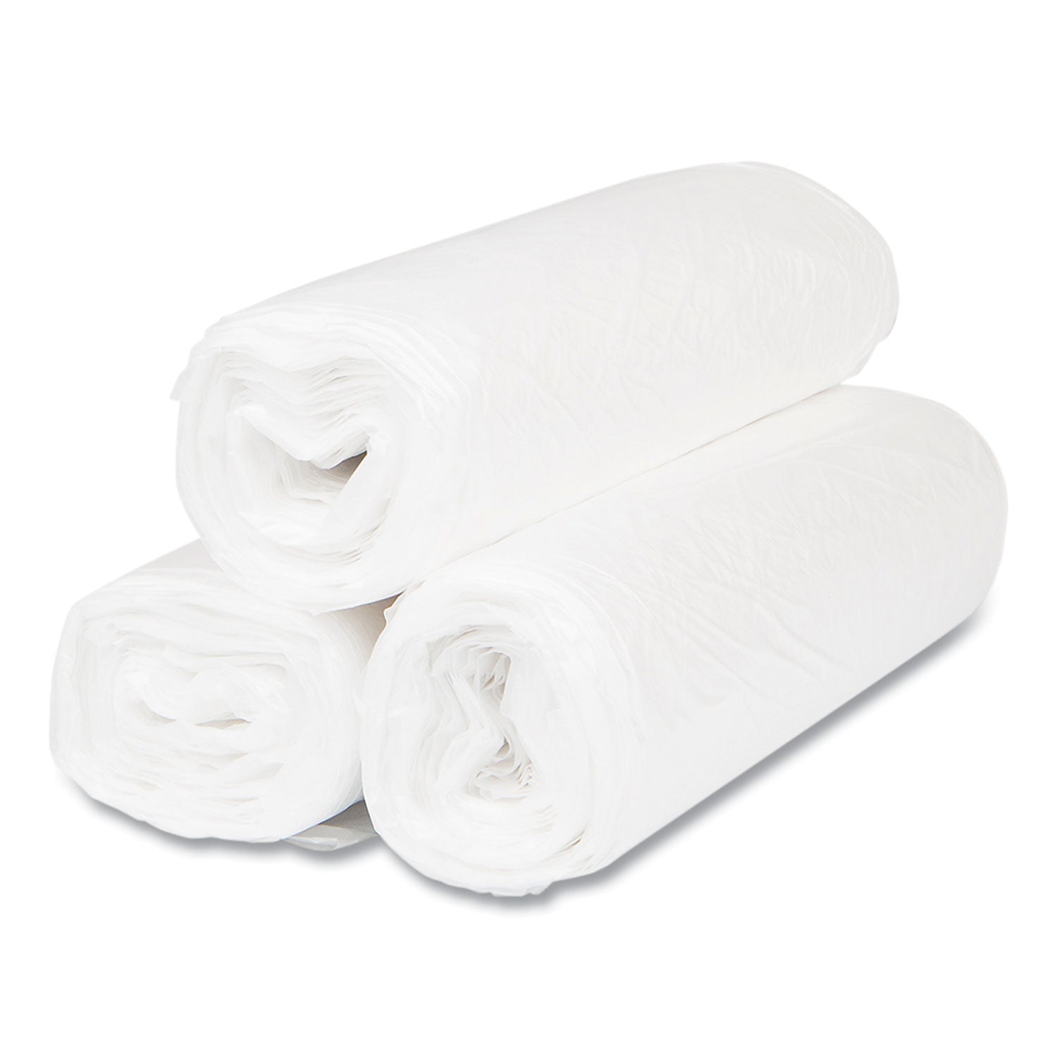 High-Density Commercial Can Liners, 33 gal, 11 mic, 33" x 40", Clear, Interleaved Roll, 25 Bags/Roll, 20 Rolls/Carton