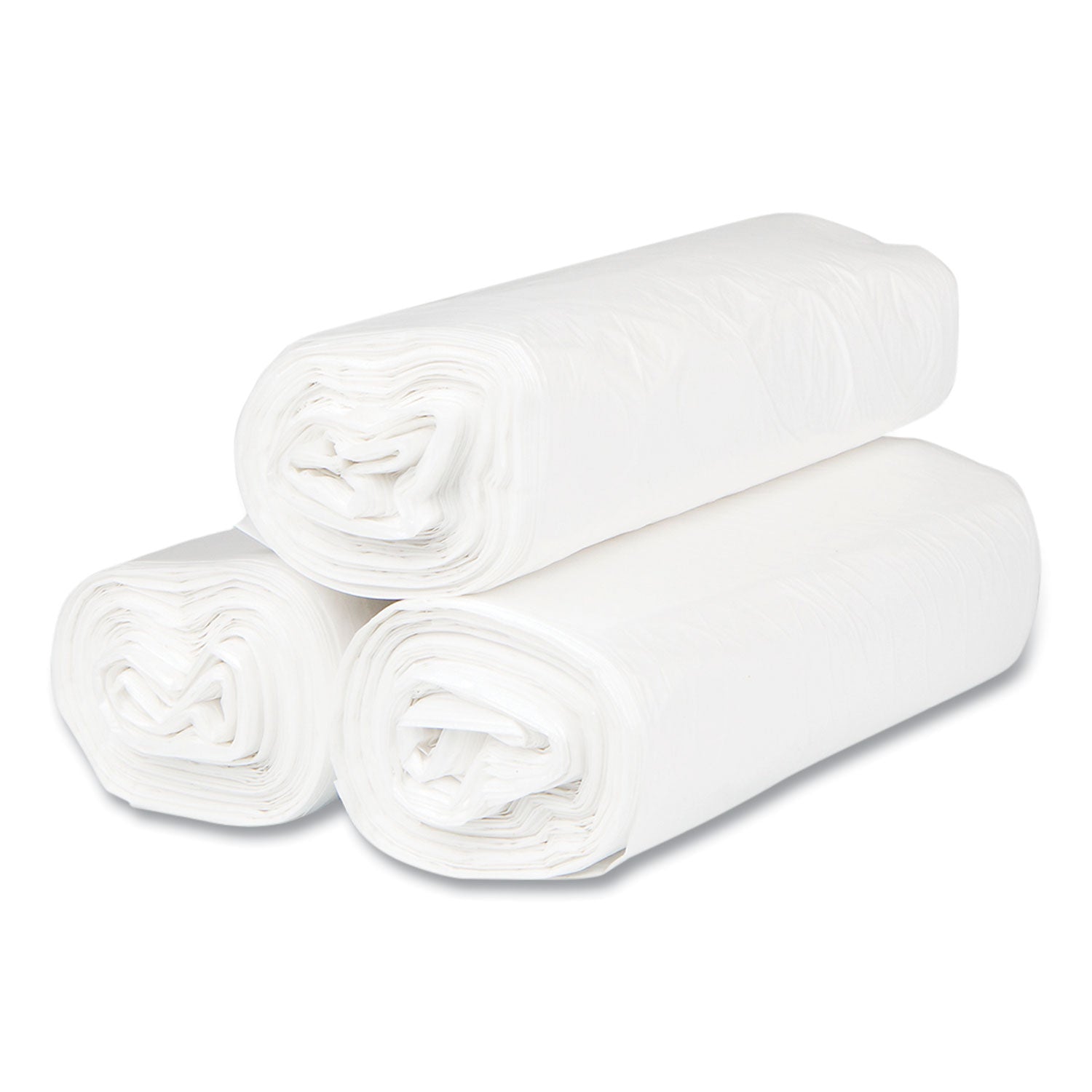 High-Density Commercial Can Liners, 33 gal, 13 mic, 33" x 40", Clear, Interleaved Roll, 25 Bags/Roll, 20 Rolls/Carton