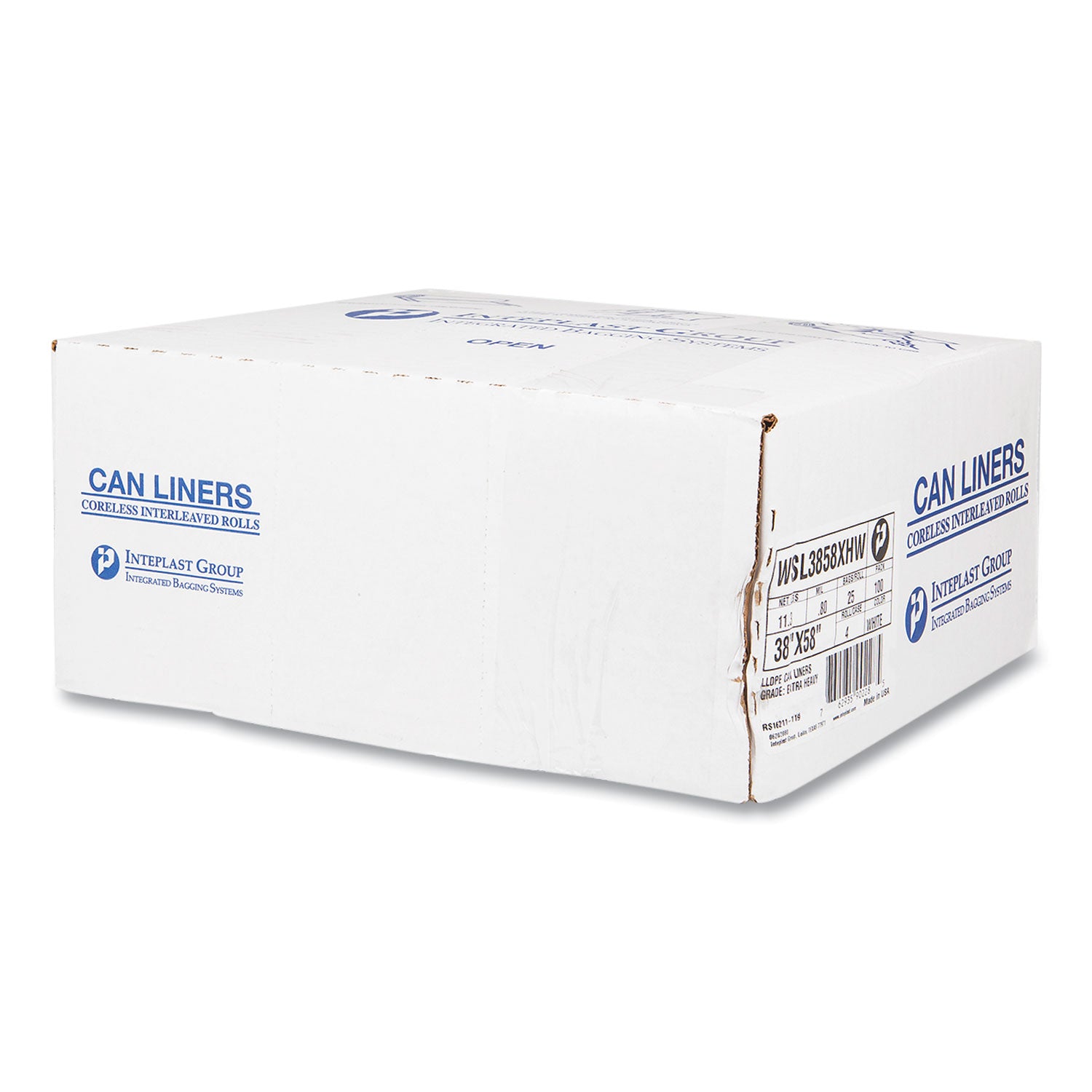 High-Density Commercial Can Liners, 55 gal, 17 mic, 36" x 60", Clear, Interleaved Roll, 25 Bags/Roll, 8 Rolls/Carton
