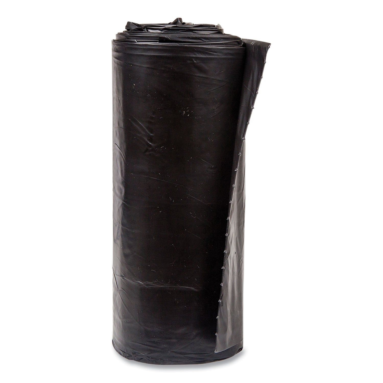 High-Density Commercial Can Liners, 60 gal, 17 mic, 38" x 60", Black, Interleaved Roll, 25 Bags/Roll, 8 Rolls/Carton