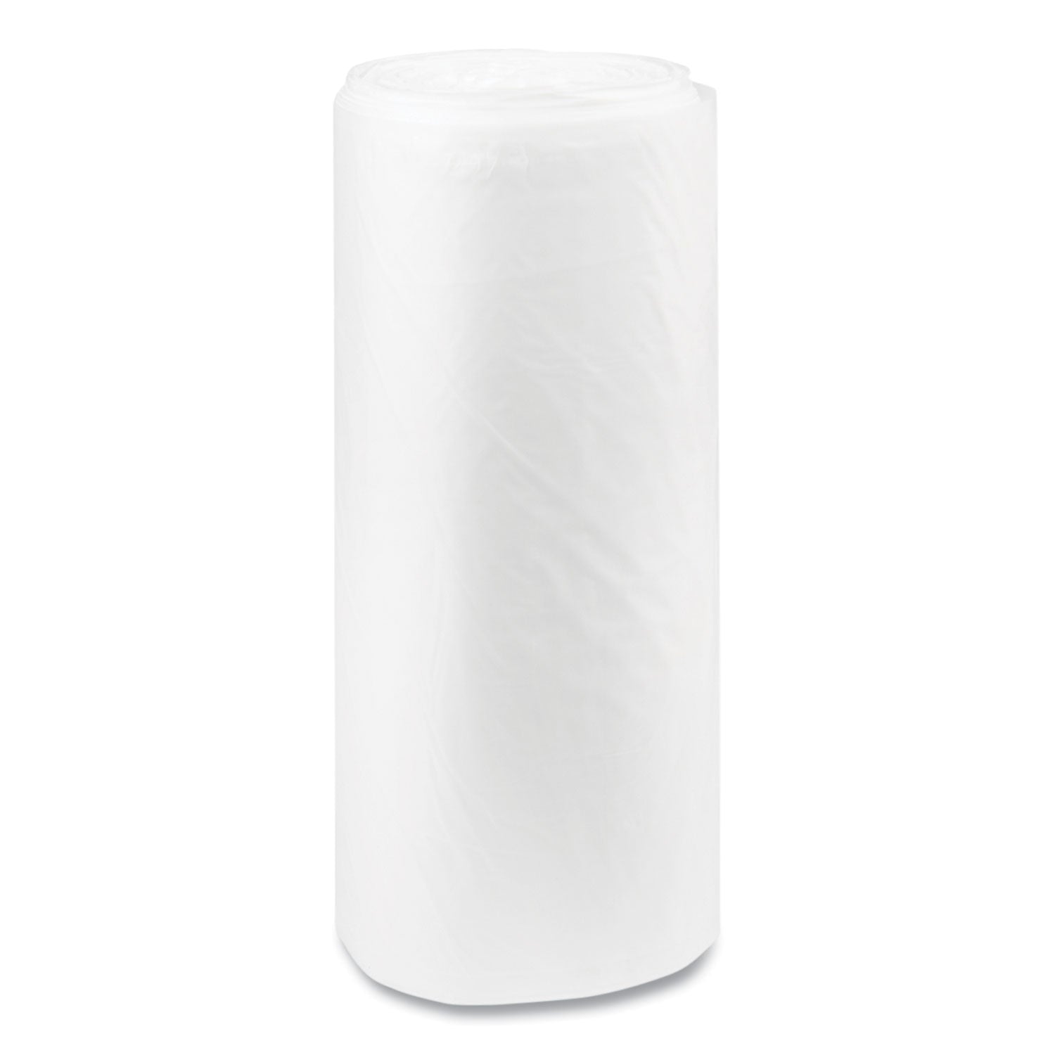 High-Density Commercial Can Liners, 60 gal, 22 mic, 38" x 60", Clear, Interleaved Roll, 25 Bags/Roll, 6 Rolls/Carton