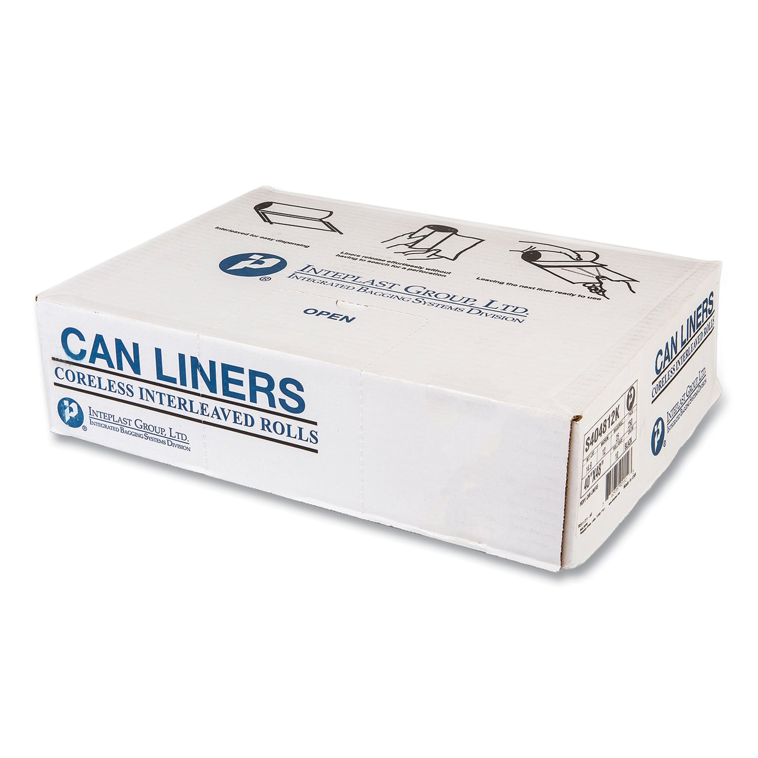 High-Density Commercial Can Liners, 45 gal, 12 mic, 40" x 48", Black, Interleaved Roll, 25 Bags/Roll, 10 Rolls/Carton