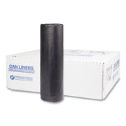 High-Density Commercial Can Liners, 45 gal, 16 mic, 40" x 48", Black, Interleaved Roll, 25 Bags/Roll, 10 Rolls/Carton
