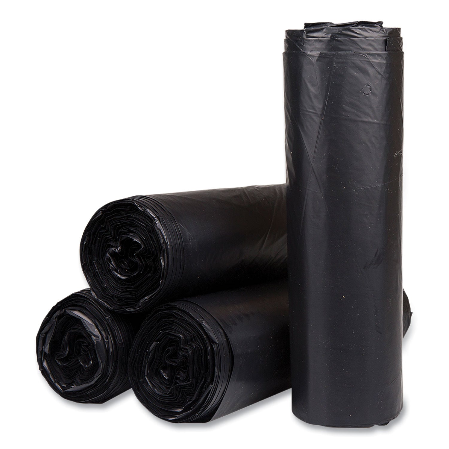 Inteplast Trash Bag - 45 gal Capacity - 48" Length x 40" Width x 0.87 mil (22 Micron) Thickness - High Density - Black - Resin, High-density Polyethylene (HDPE) - Garbage, Industrial, Healthcare, Can Liner - 150 / Case