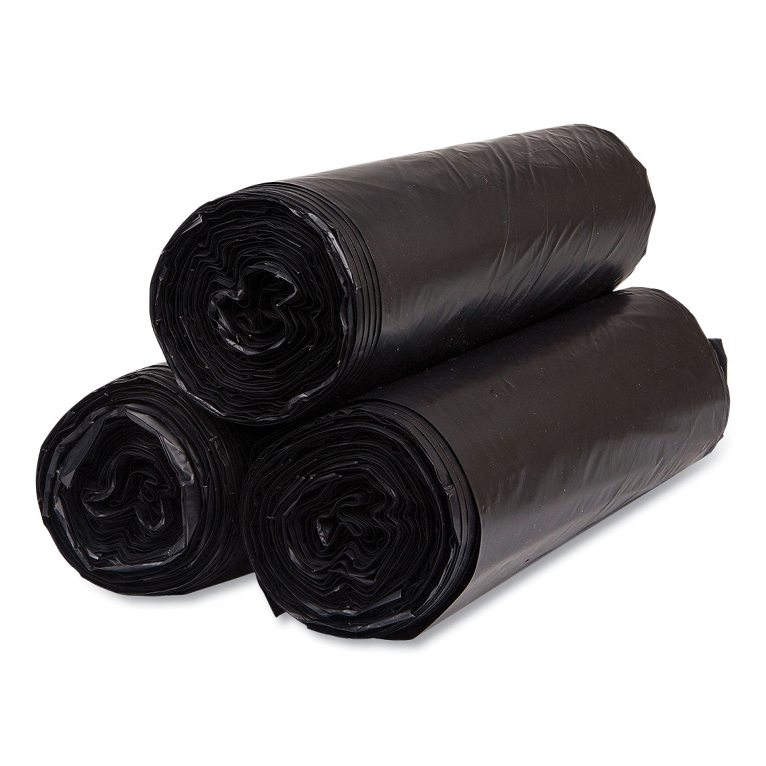 Inteplast Trash Bag - 45 gal Capacity - 48" Length x 40" Width x 0.87 mil (22 Micron) Thickness - High Density - Black - Resin, High-density Polyethylene (HDPE) - Garbage, Industrial, Healthcare, Can Liner - 150 / Case