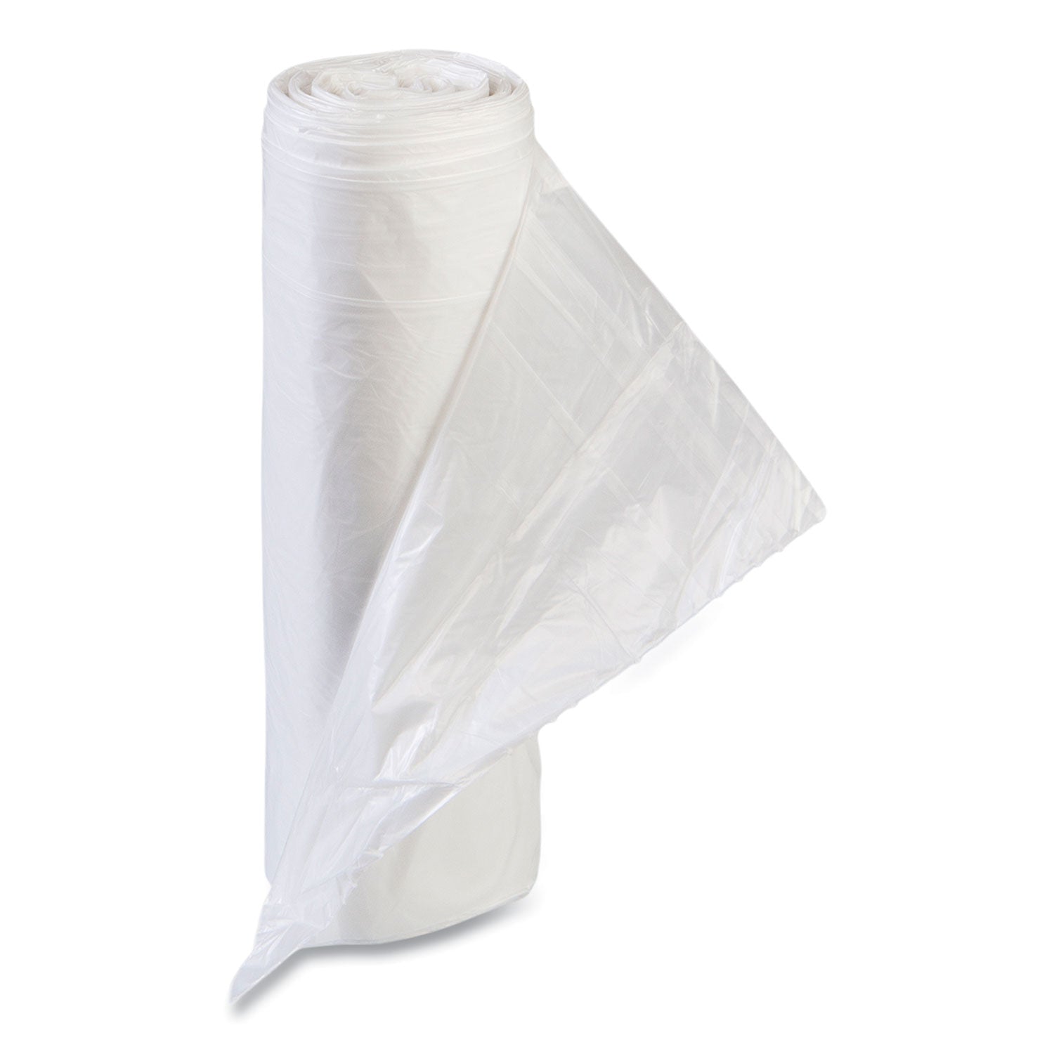 High-Density Commercial Can Liner Value Pack, 30 gal, 11 mic, 30" x 36", Clear, Interleaved Roll, 25 Bags/Roll, 20 Rolls/CT