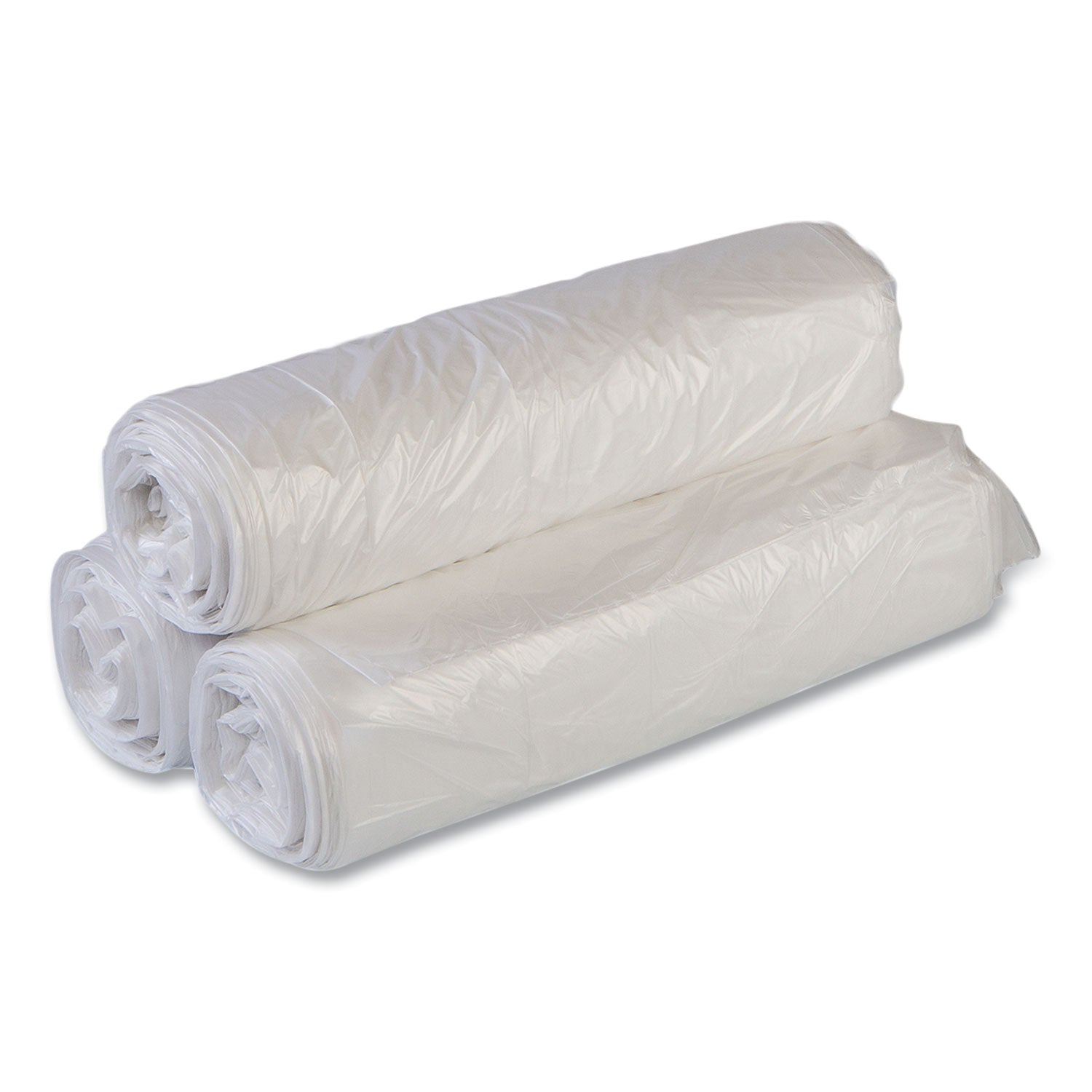 High-Density Commercial Can Liner Value Pack, 30 gal, 11 mic, 30" x 36", Clear, Interleaved Roll, 25 Bags/Roll, 20 Rolls/CT