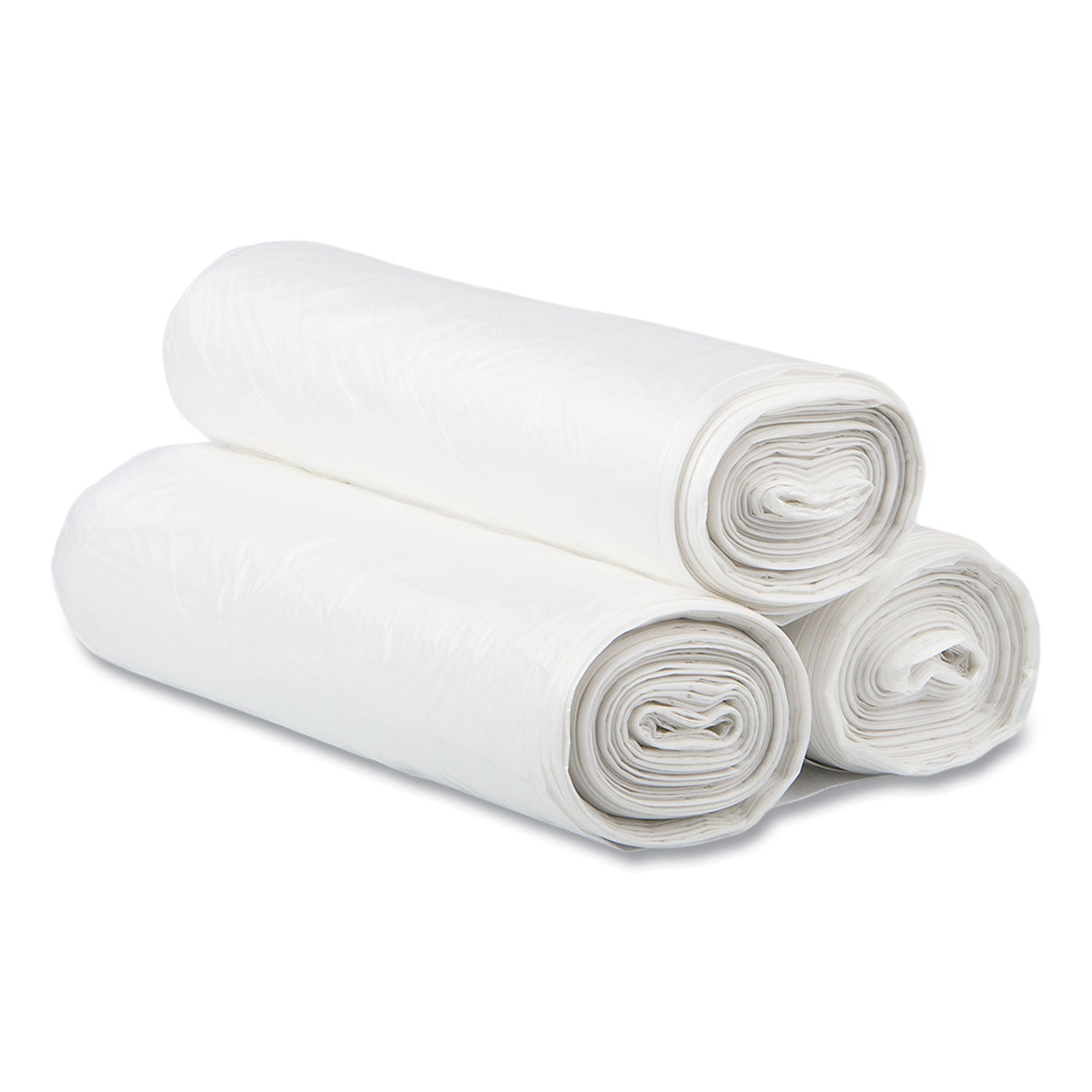 High-Density Commercial Can Liners, 30 gal, 13 mic, 30" x 37", Clear, Interleaved Roll, 25 Bags/Roll, 20 Rolls/Carton