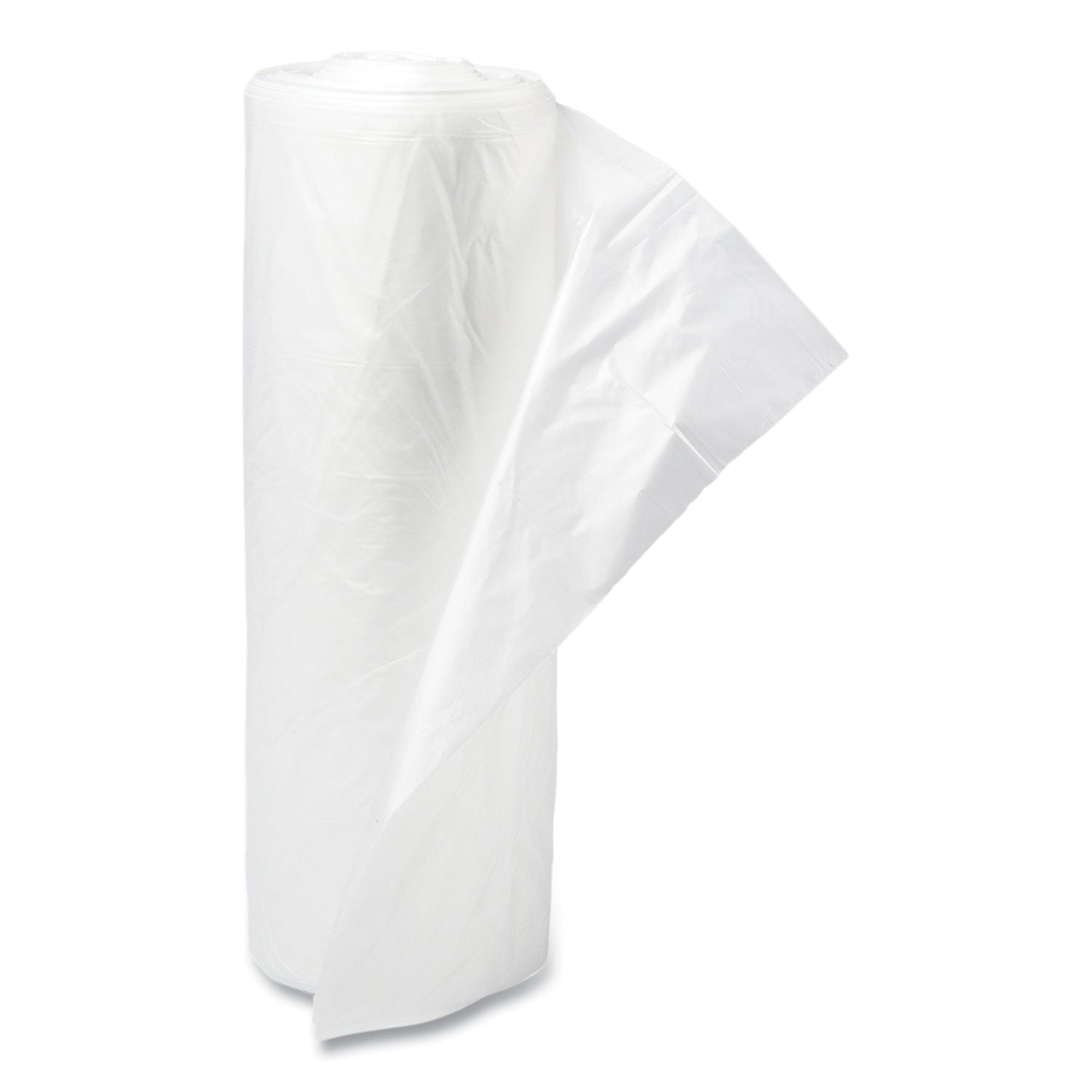 High-Density Commercial Can Liners, 30 gal, 16 mic, 30" x 37", Clear, Interleaved Roll, 25 Bags/Roll, 20 Rolls/Carton