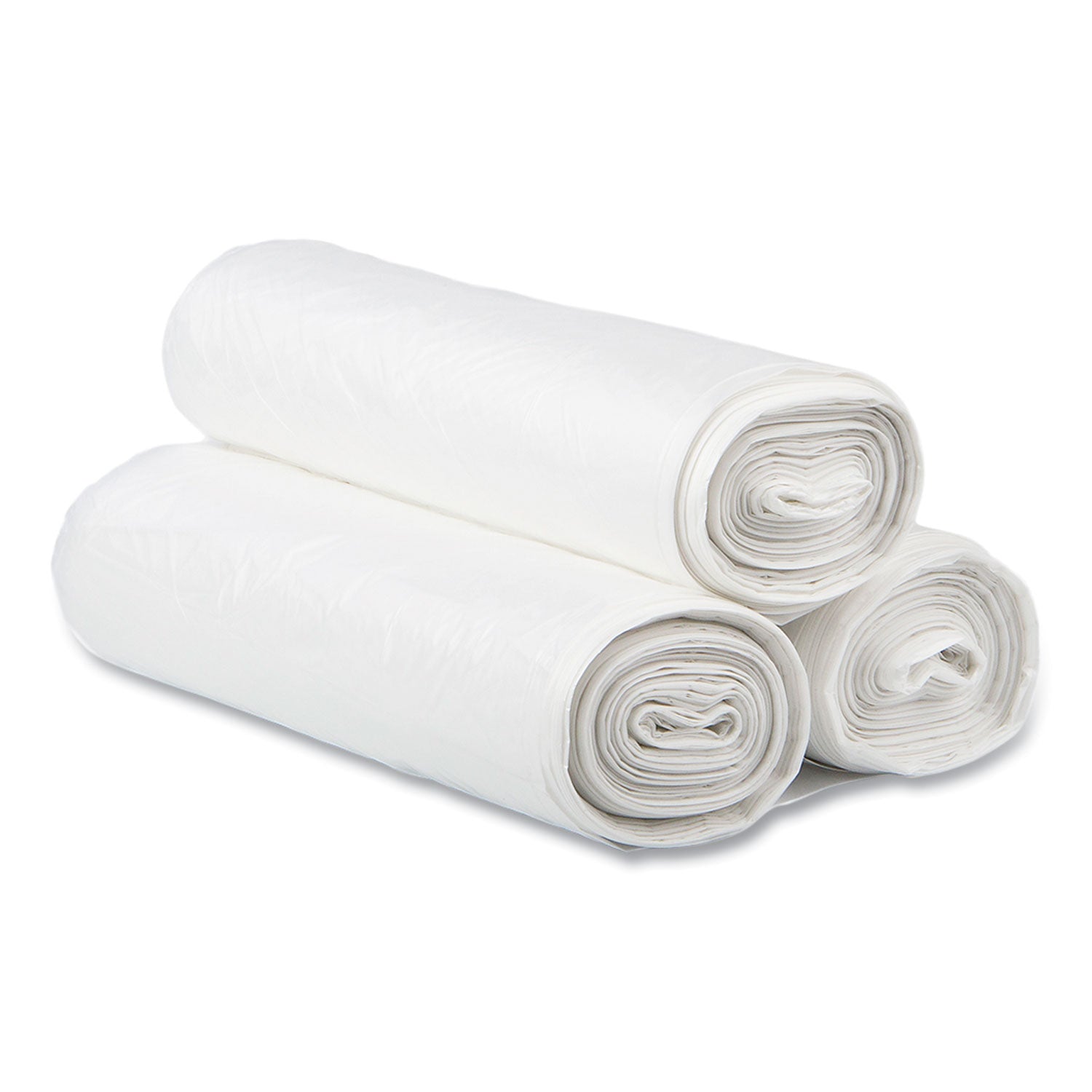 High-Density Commercial Can Liners, 30 gal, 16 mic, 30" x 37", Clear, Interleaved Roll, 25 Bags/Roll, 20 Rolls/Carton