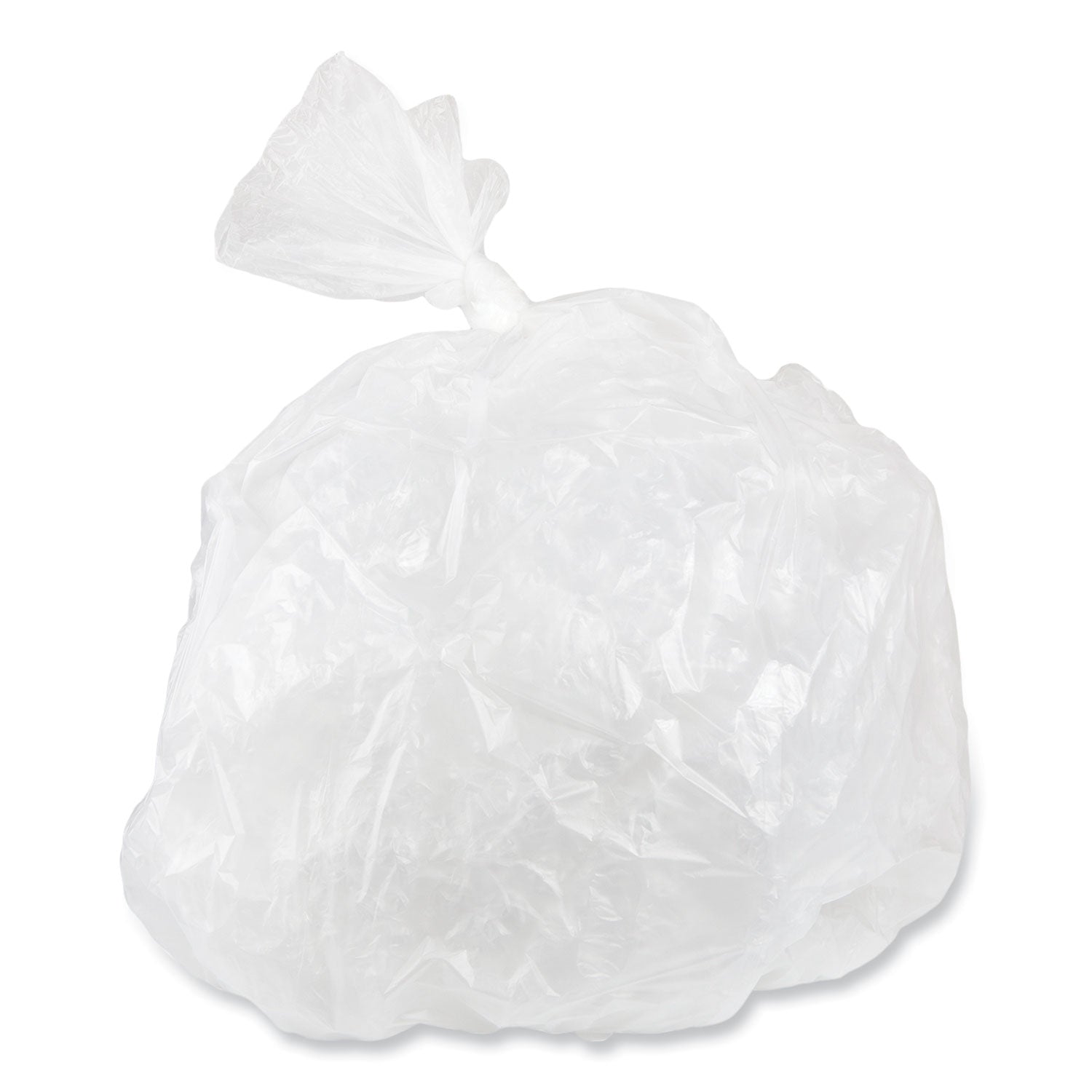 High-Density Commercial Can Liners, 30 gal, 16 mic, 30" x 37", Clear, Interleaved Roll, 25 Bags/Roll, 20 Rolls/Carton