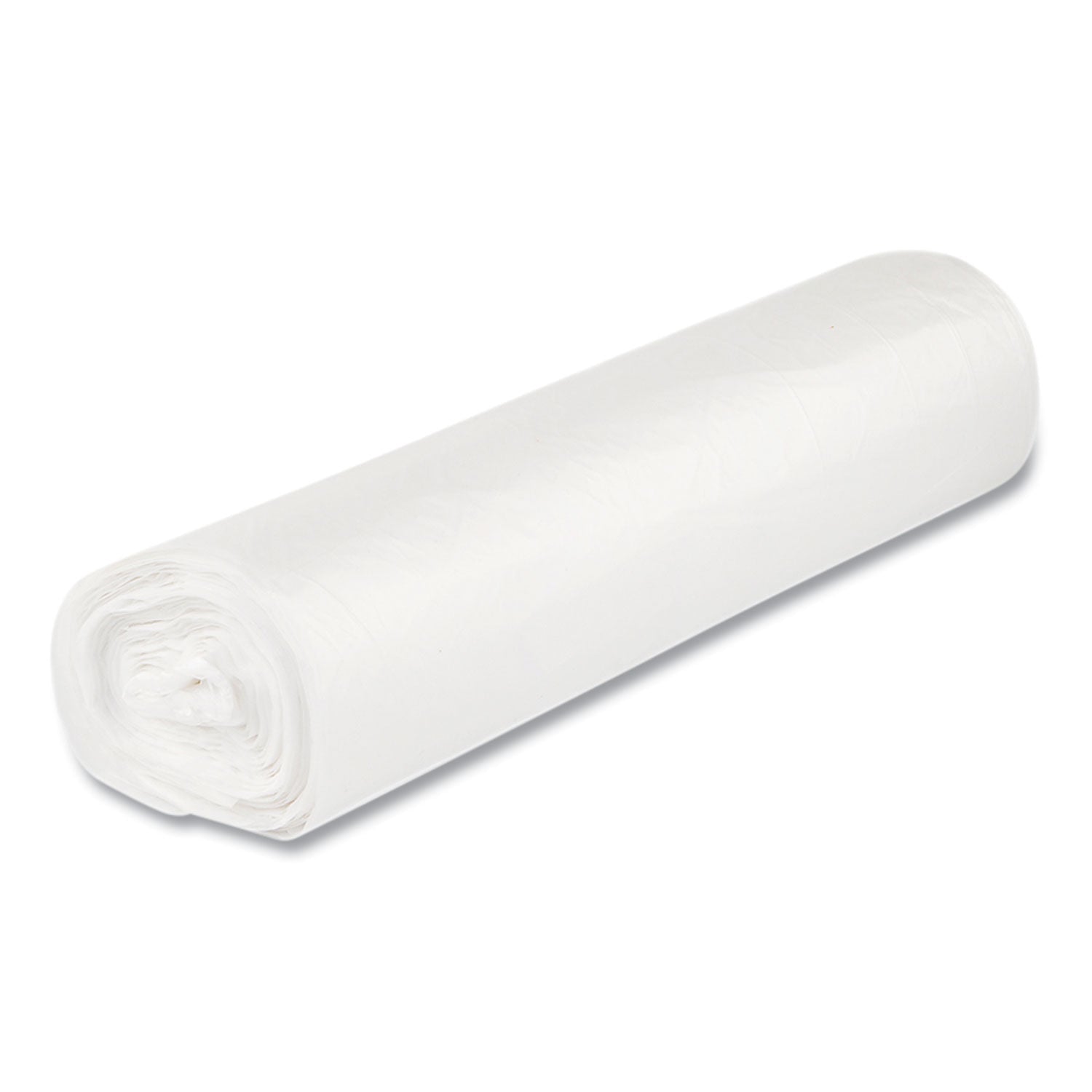 Low-Density Commercial Can Liners, 10 gal, 0.35 mil, 24" x 24", Clear, Perforated Roll, 50 Bags/Roll, 20 Rolls/Carton