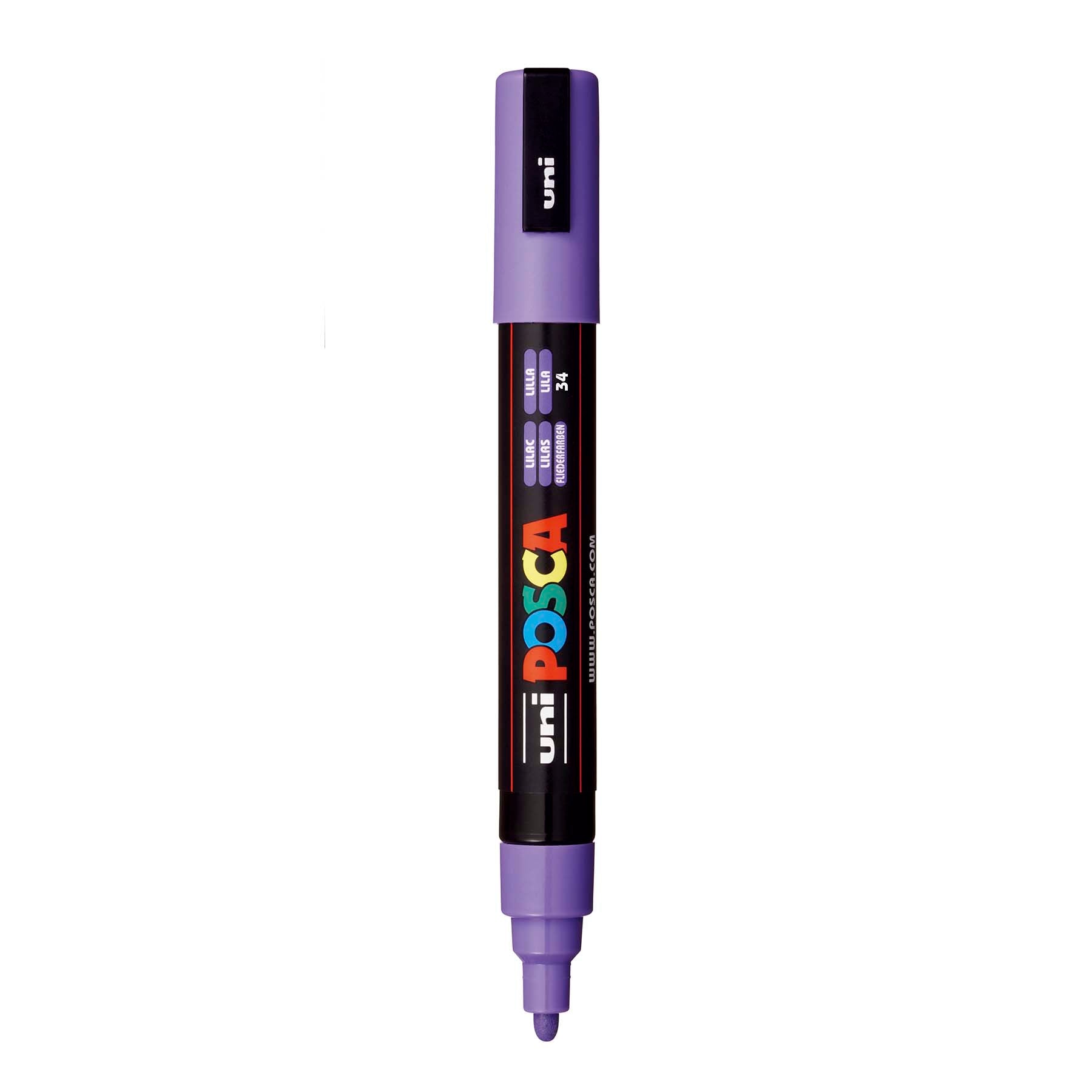 uni® POSCA PC-5M Water-Based Paint Markers, Reversible Medium Tip (1.8-2.5mm), Lilac