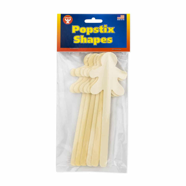 Wood Popstix Shapes - 6 People Sticks