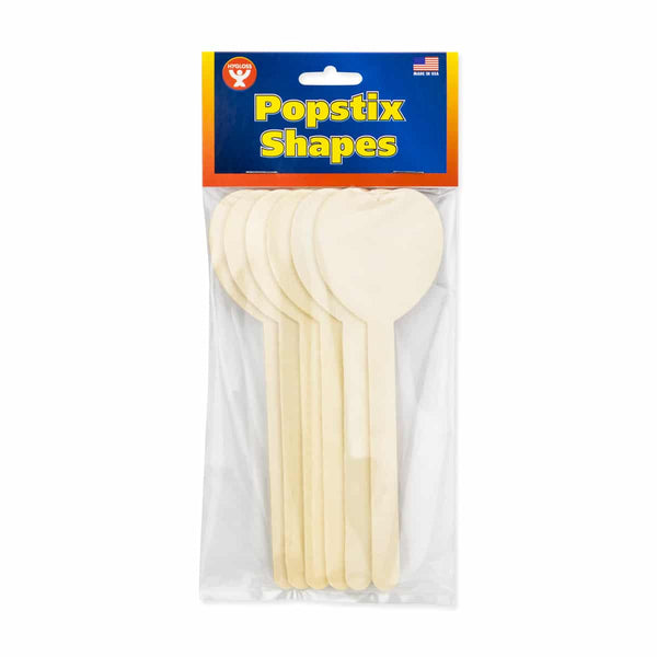 Wood Popstix Shapes - 6 Heart Sticks