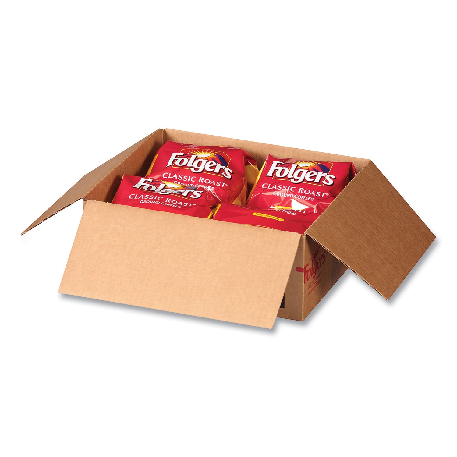 Folgers&reg; Filter Pack Classic Roast Coffee - Regular - 0.9 oz Per Pouch - Filter Pack - 10/Pack - 4 / Carton