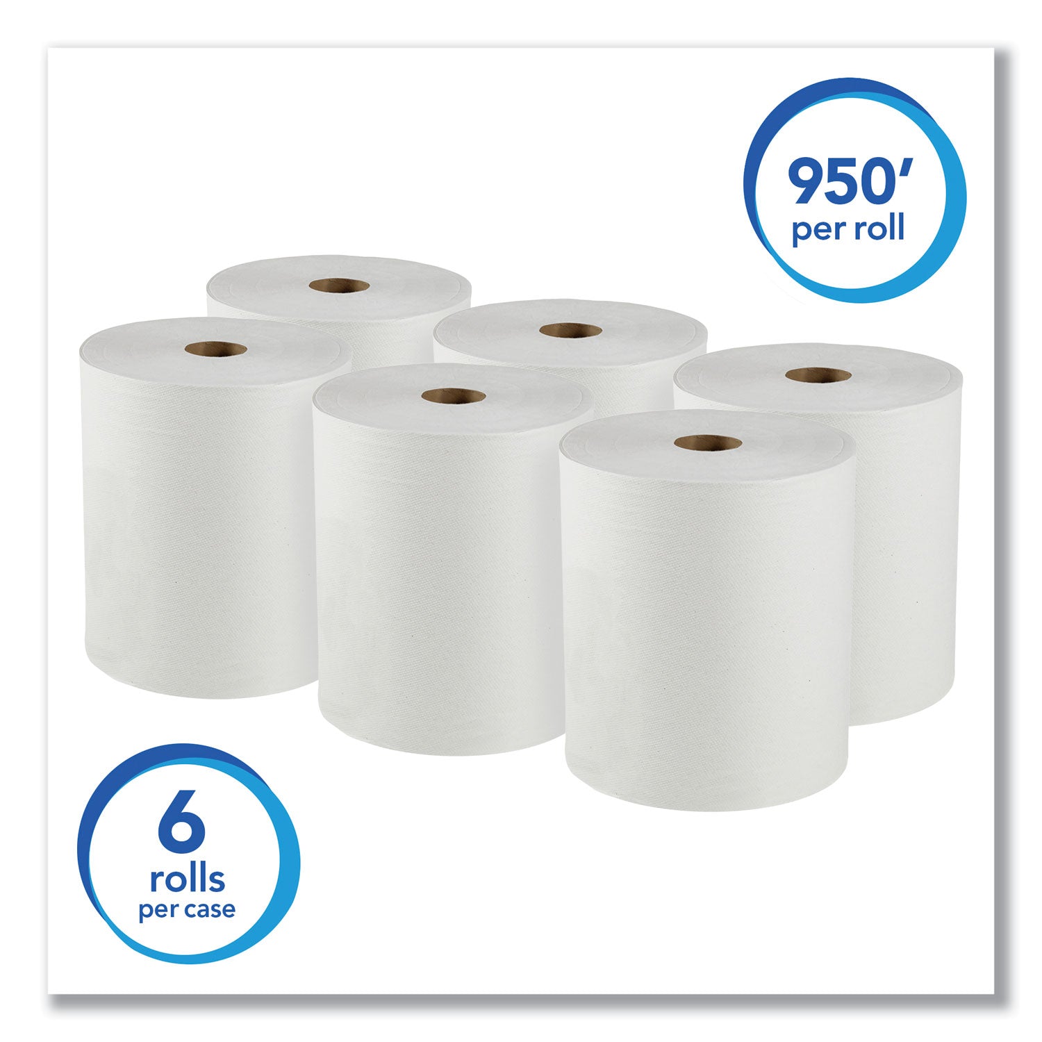 1 Ply - 8" Width x 950 ft Length - White - Paper - 6 / Carton